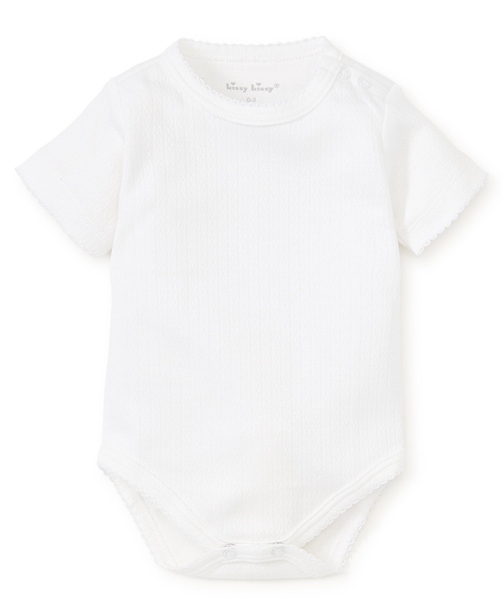 White Pointelle Short Sleeve Bodysuit - Kissy Kissy