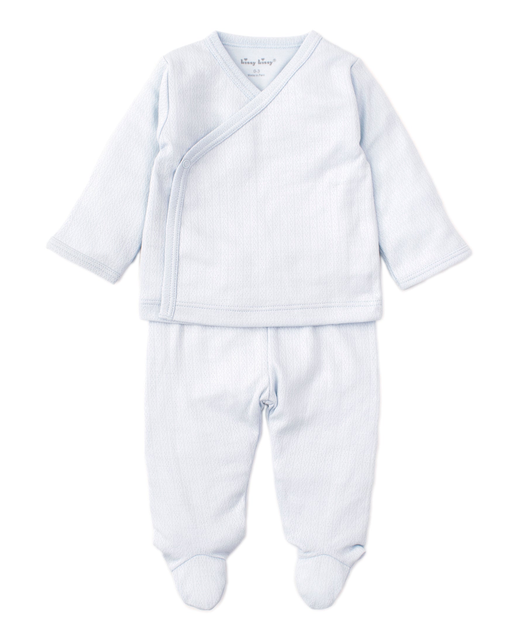 Blue Kissy Pointelle Cross Tee and Pant Set - Kissy Kissy