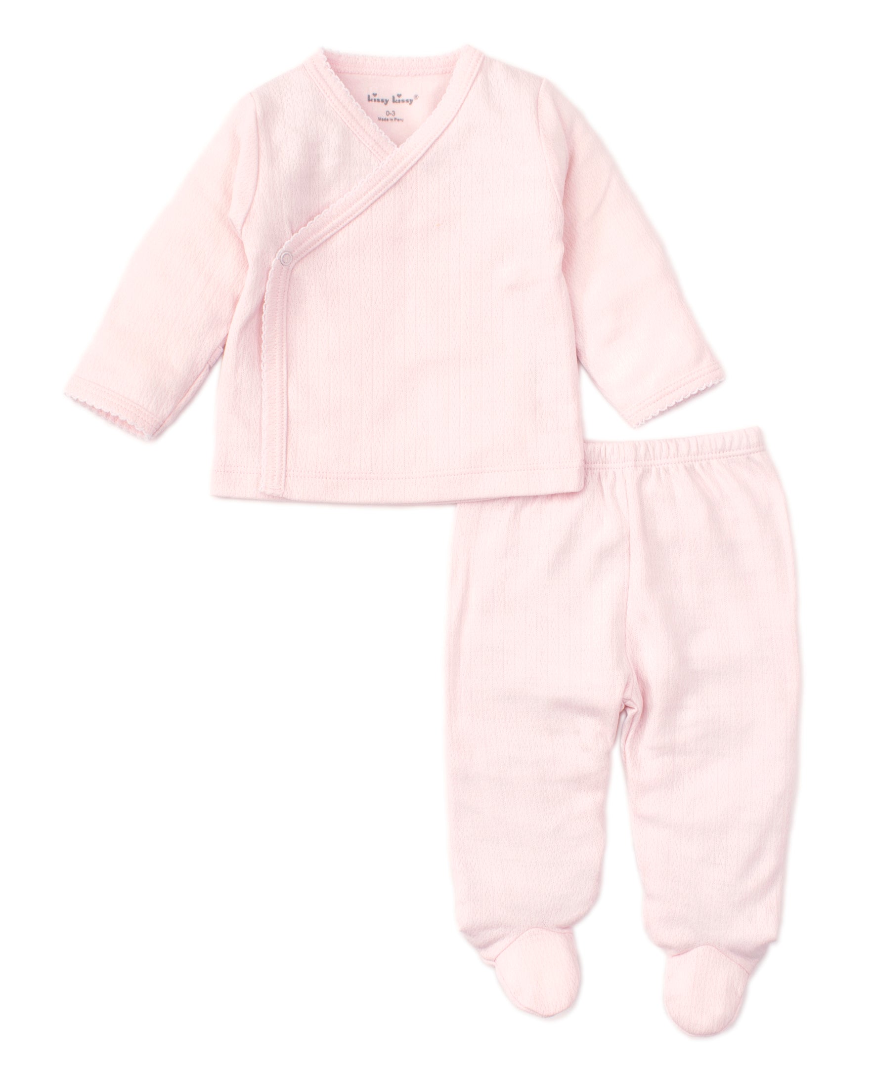 Pink Pointelle Cross Tee and Pant Set - Kissy Kissy