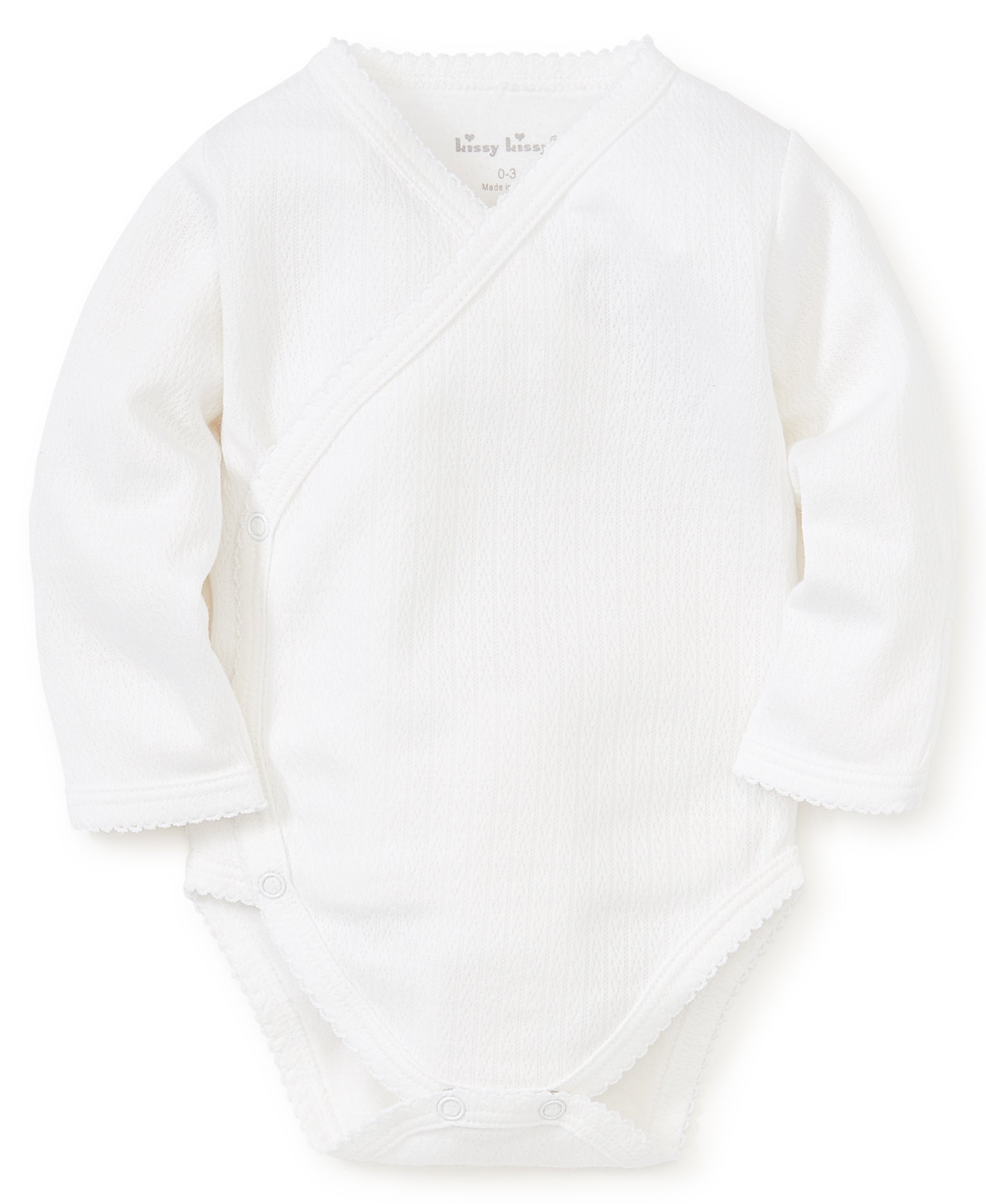 White Pointelle Long Sleeve Bodysuit - Kissy Kissy