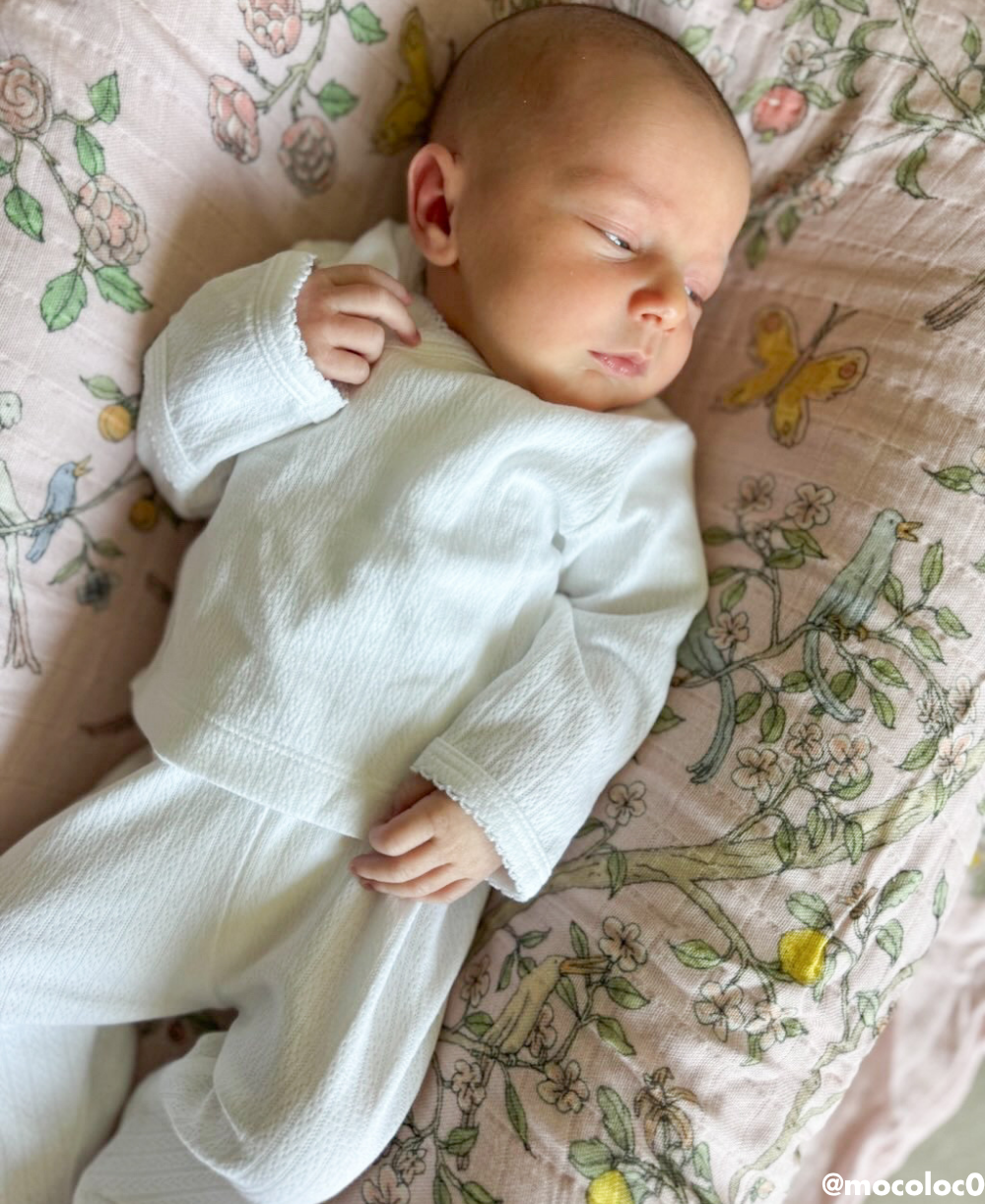 White Pointelle Cross Tee and Pant Set - Kissy Kissy