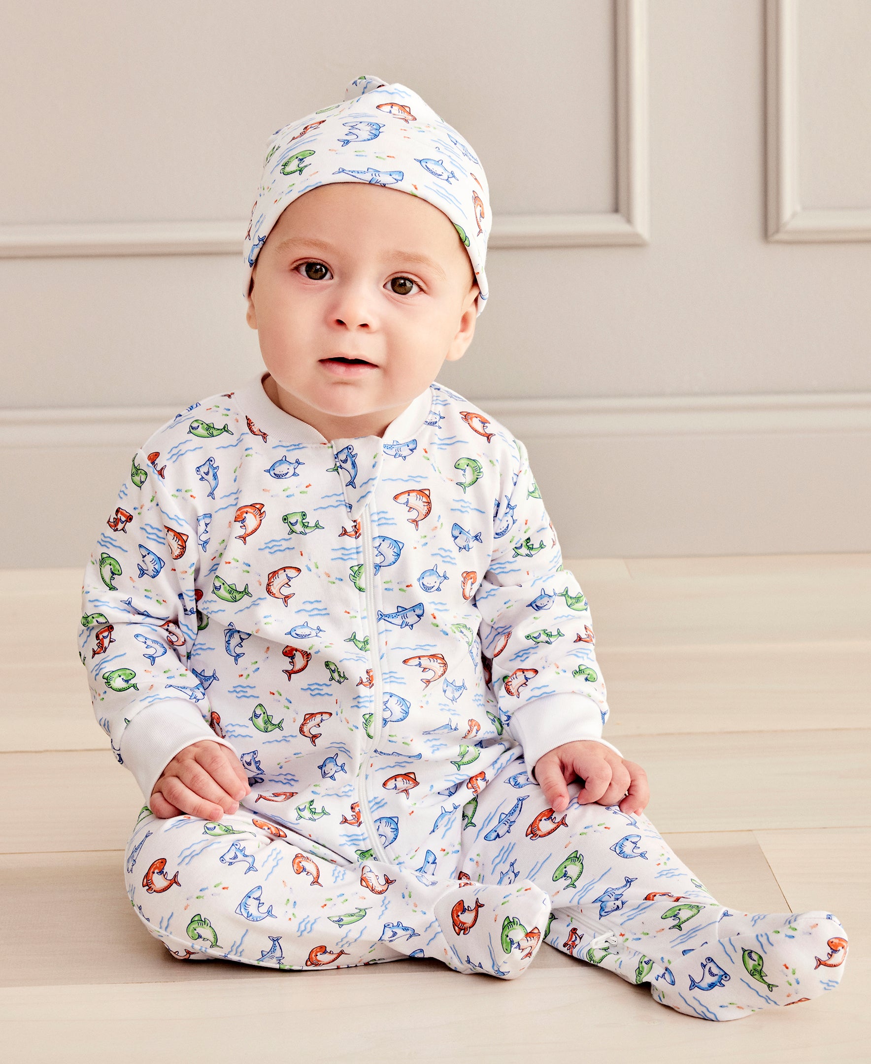 Shark Grins Zip Footie - Kissy Kissy
