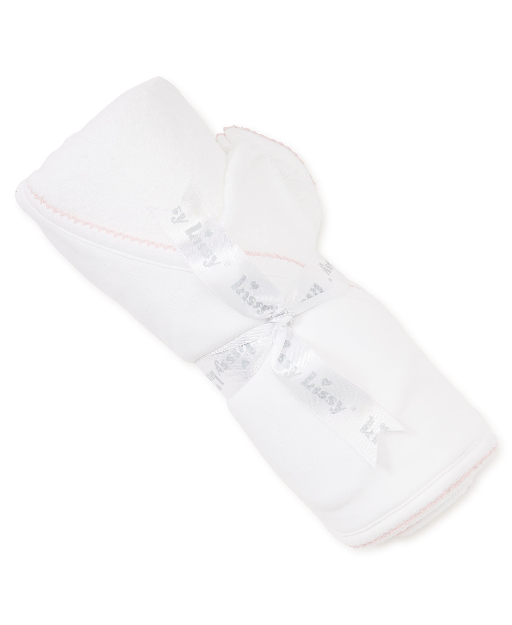 White/Pink Kissy Basics Hooded Towel & Mitt Set - Kissy Kissy