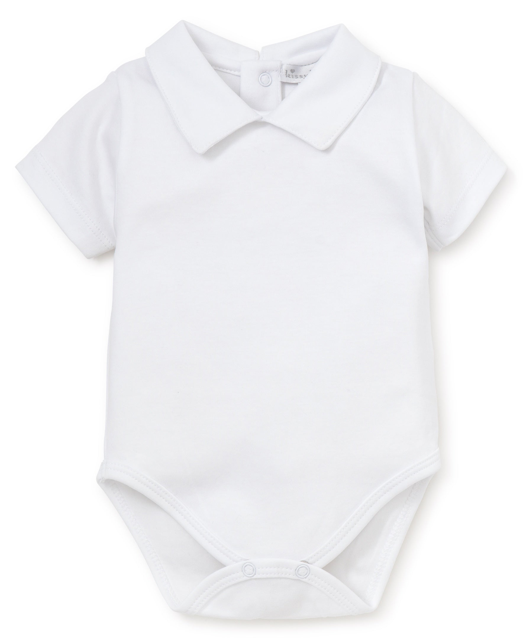 White Kissy Basics Short Sleeve Collar Bodysuit - Kissy Kissy