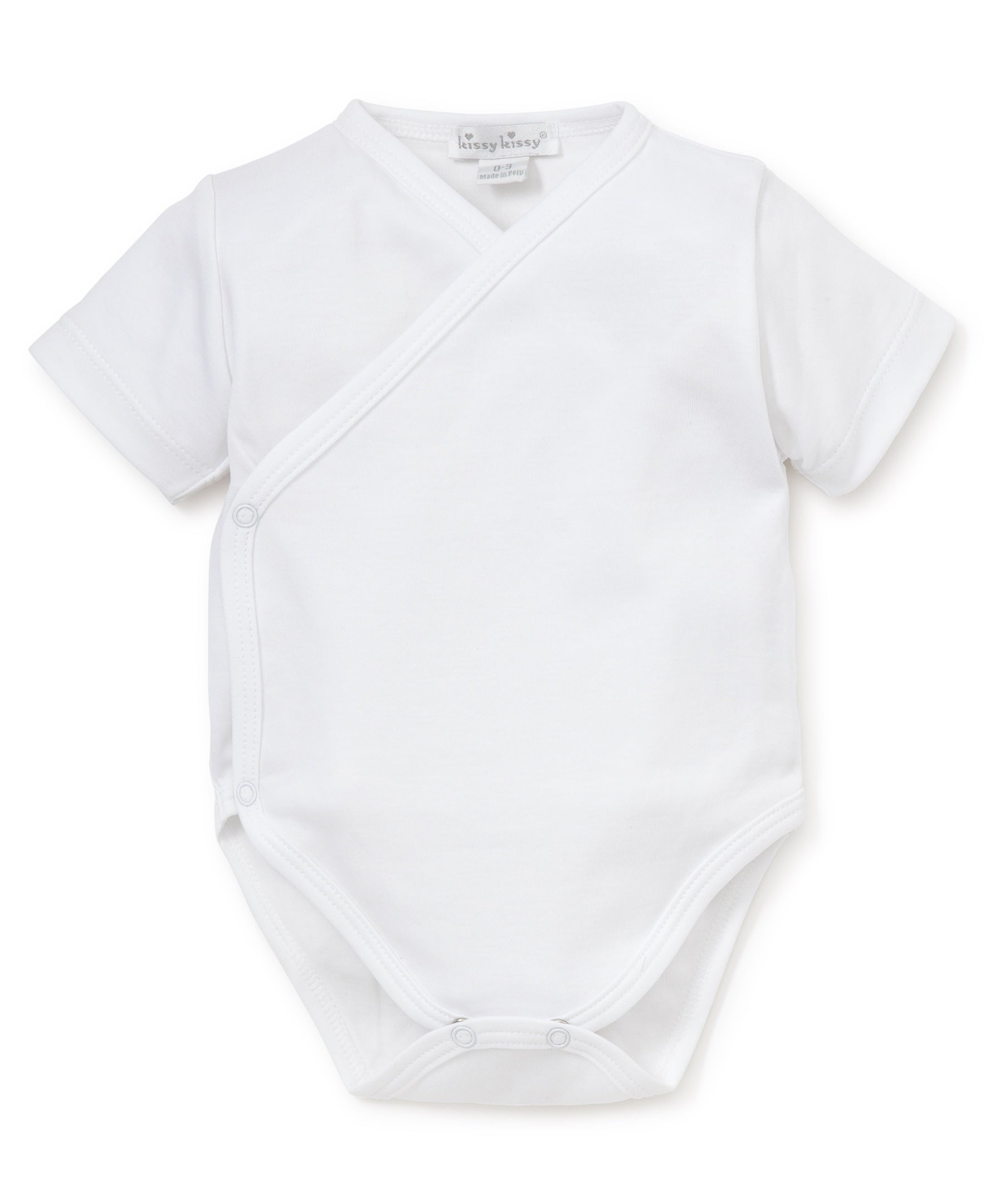 White Kissy Basics Short Sleeve Cross Bodysuit - Kissy Kissy