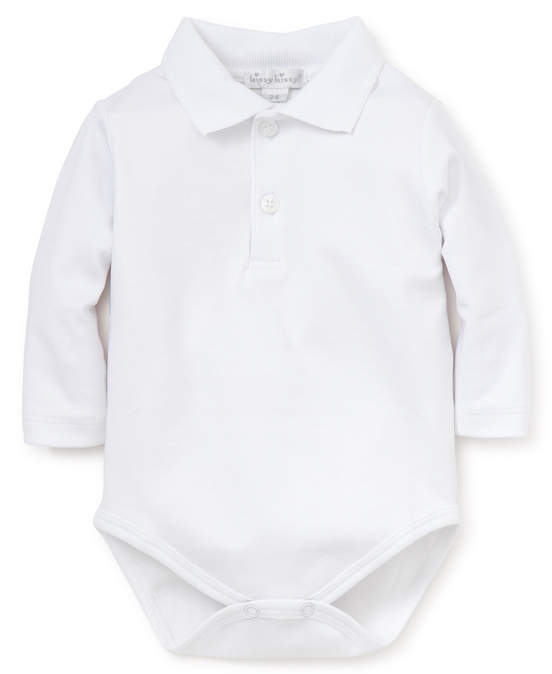 White Kissy Basics Lone Sleeve Knit Collar Bodysuit - Kissy Kissy