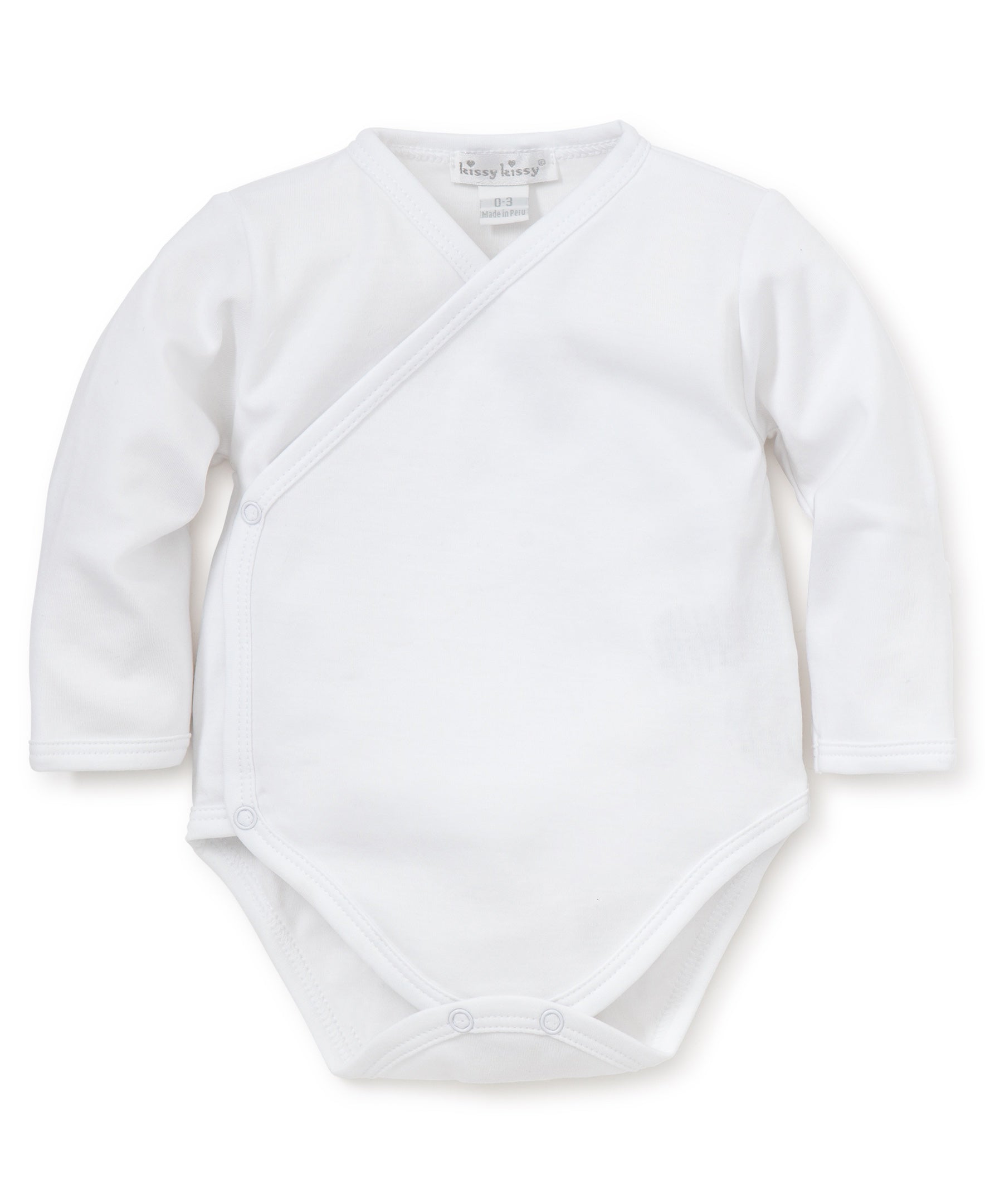 White Kissy Basics Long Sleeve Cross Bodysuit - Kissy Kissy