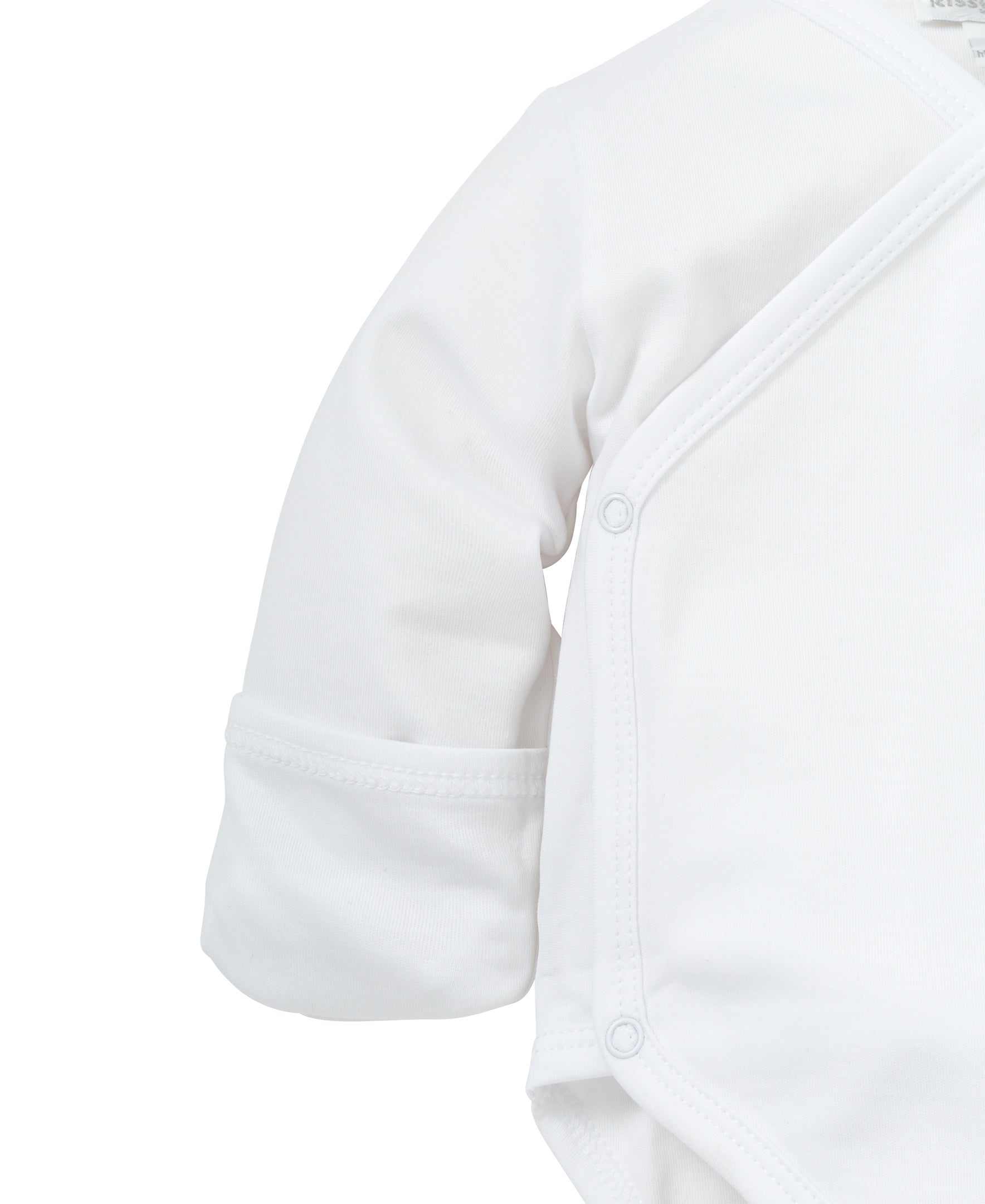 White Kissy Basics Long Sleeve Cross Bodysuit - Kissy Kissy