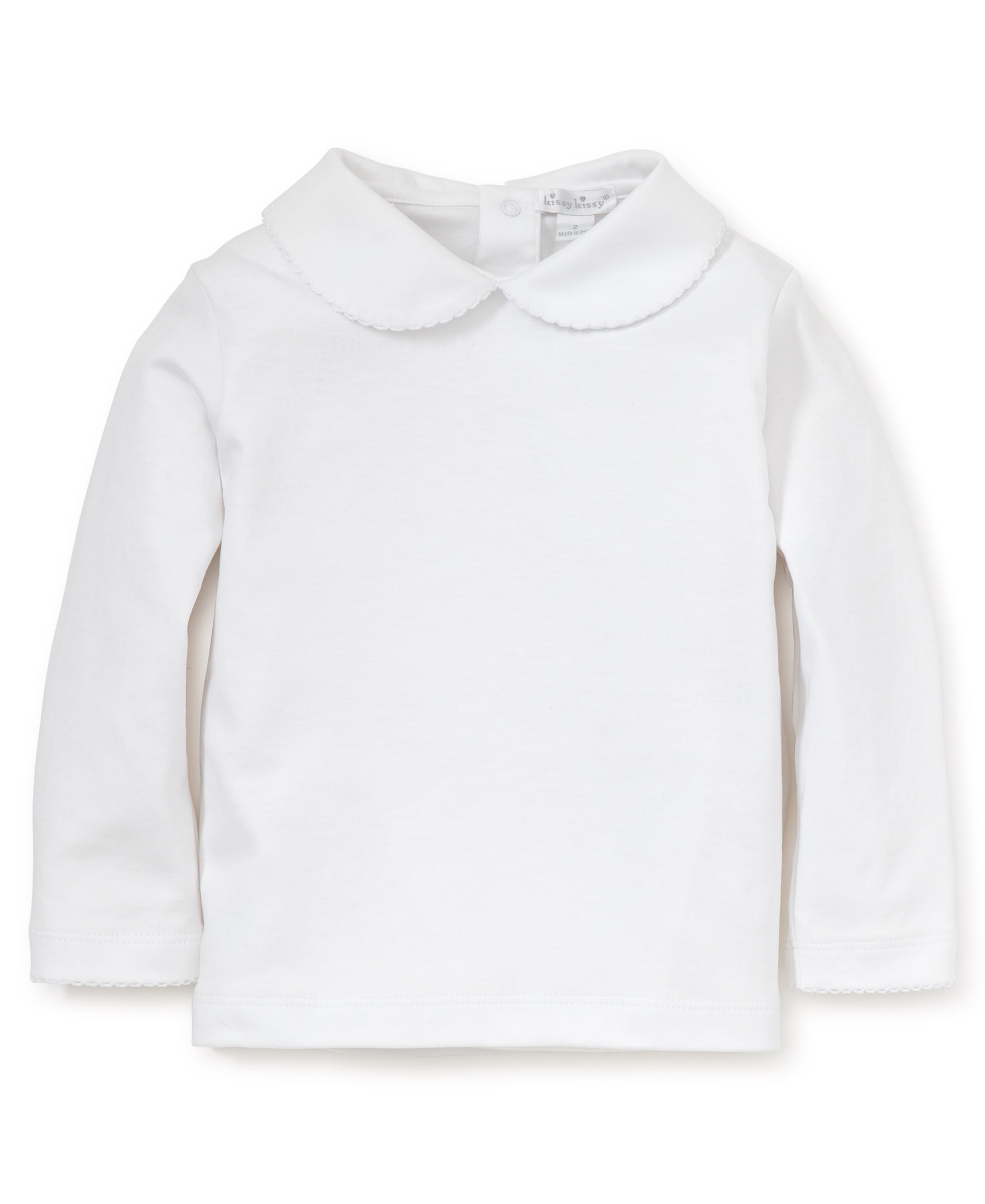 White Kissy Basics L/S Toddler Girls Collar Tee - Kissy Kissy