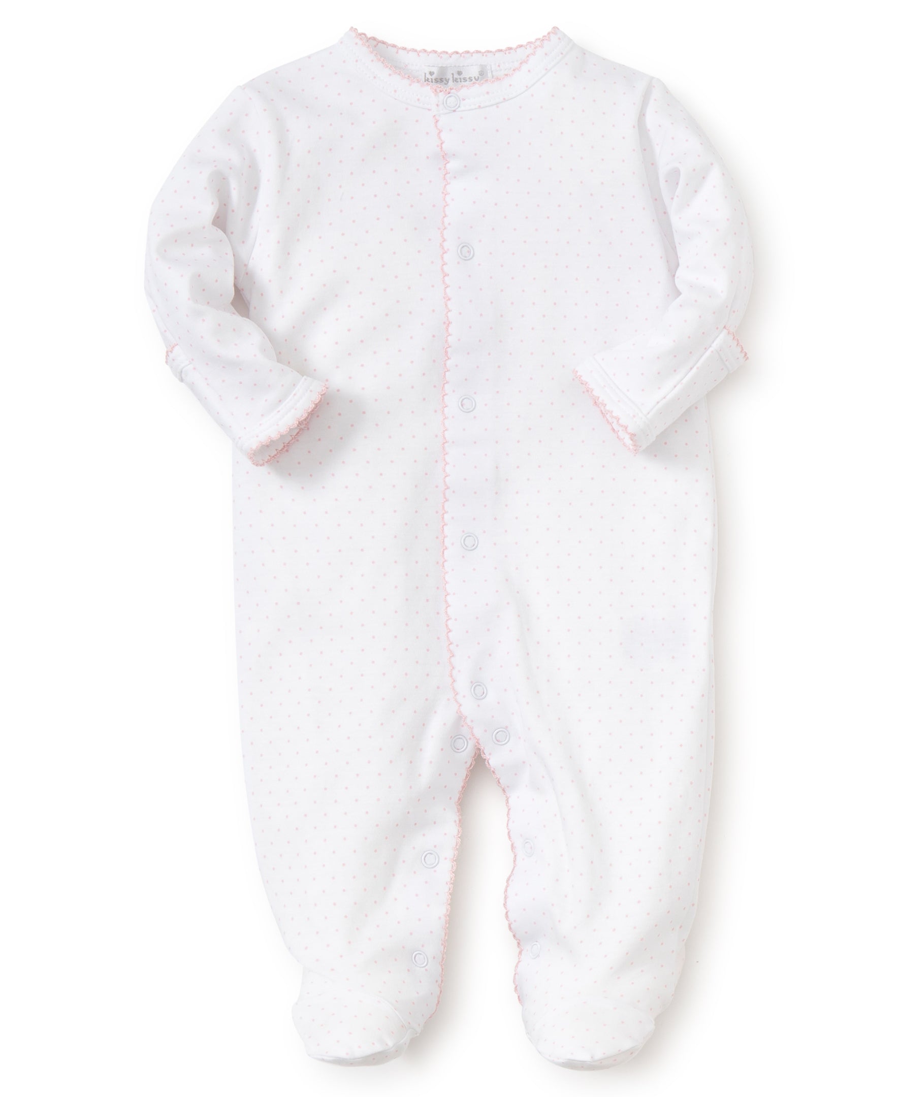 White/Pink New Kissy Dots Print Footie - Kissy Kissy