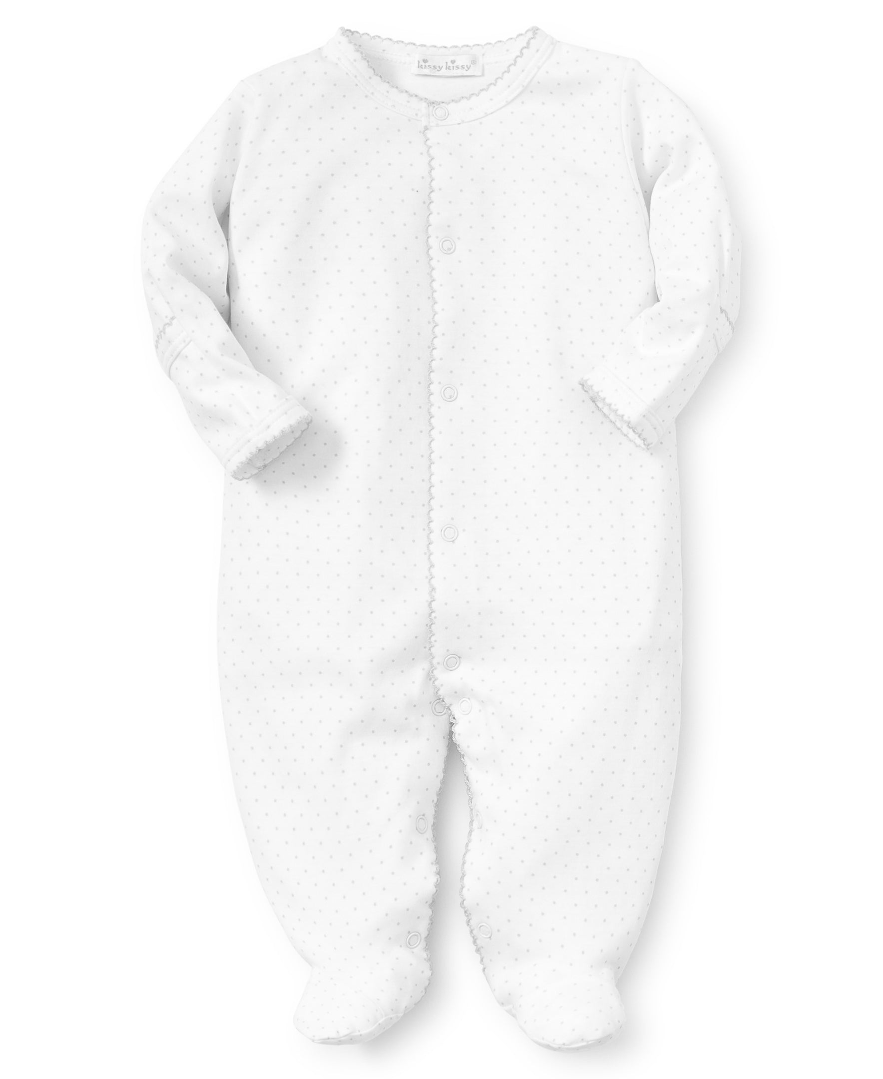 White/Silver New Kissy Dots Print Footie - Kissy Kissy
