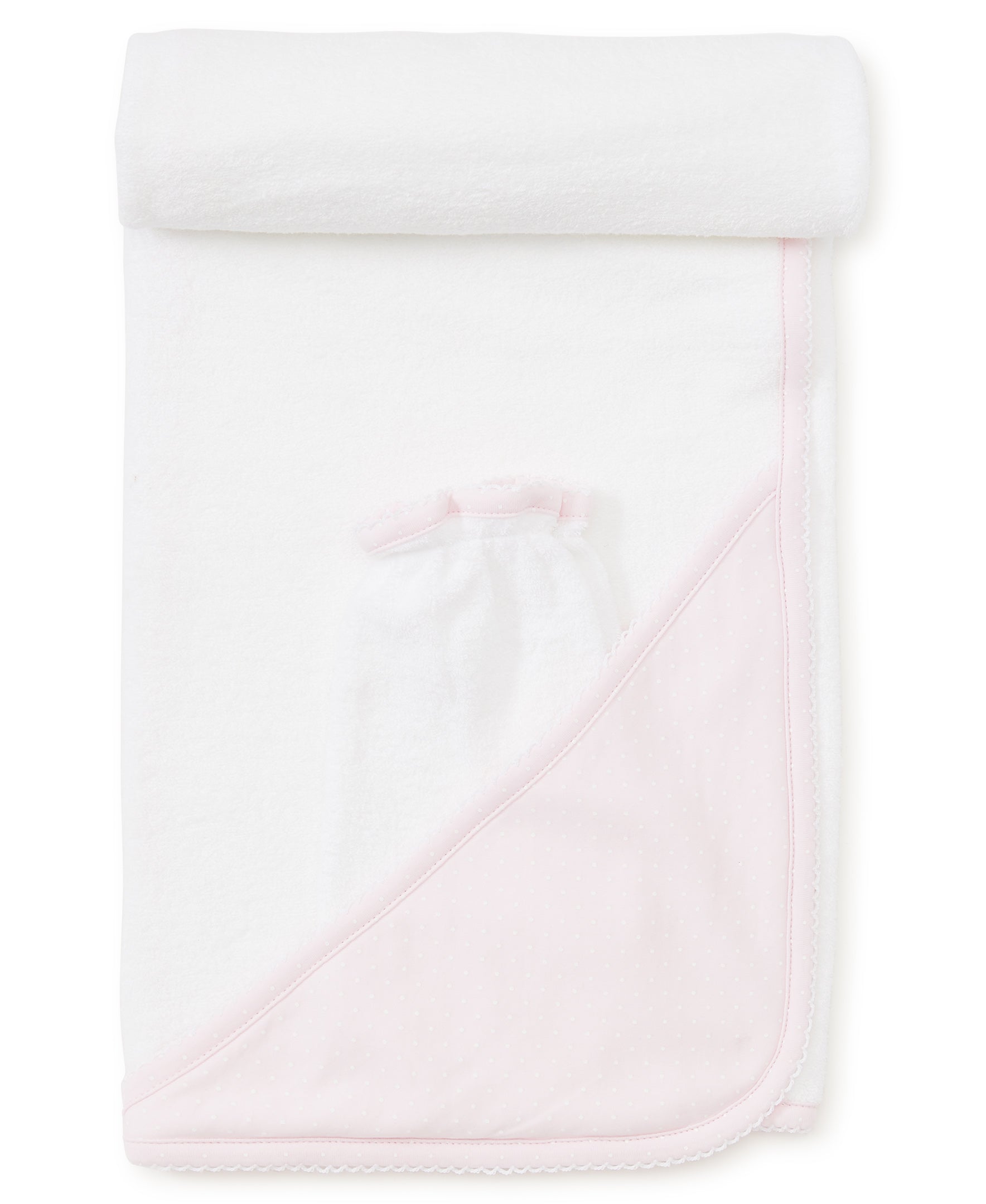 Pink/White New Kissy Dots Hooded Towel & Mitt Set - Kissy Kissy