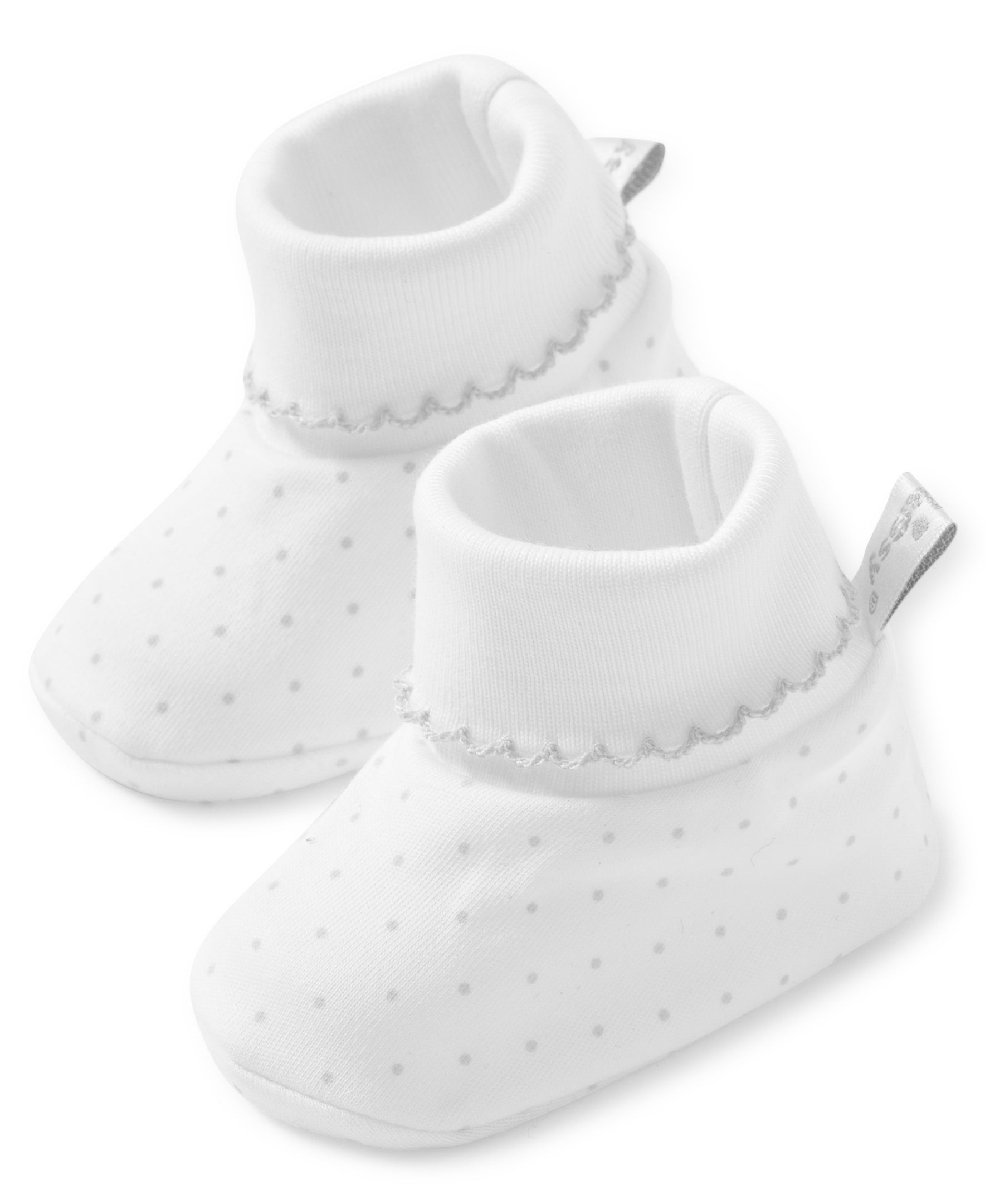 White/Silver New Kissy Dots Print Booties - Kissy Kissy