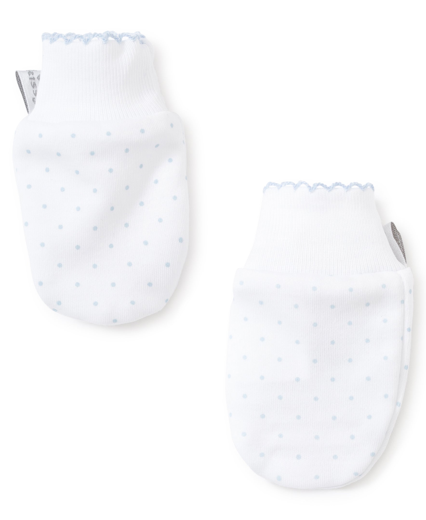 White/Blue New Kissy Dots Print Mitts - Kissy Kissy