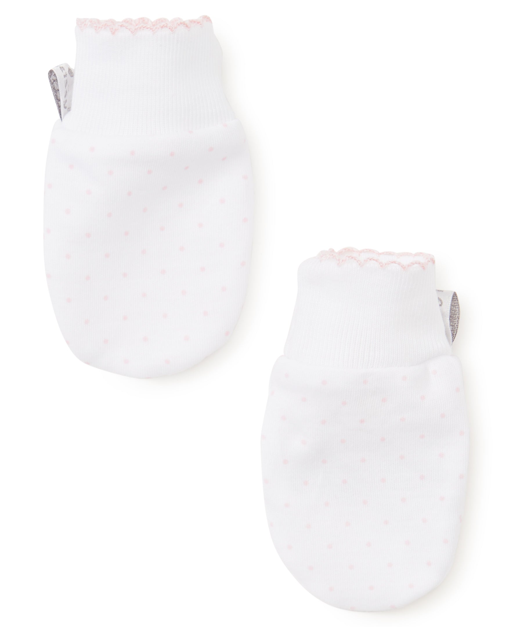 White/Pink New Kissy Dots Print Mitts - Kissy Kissy