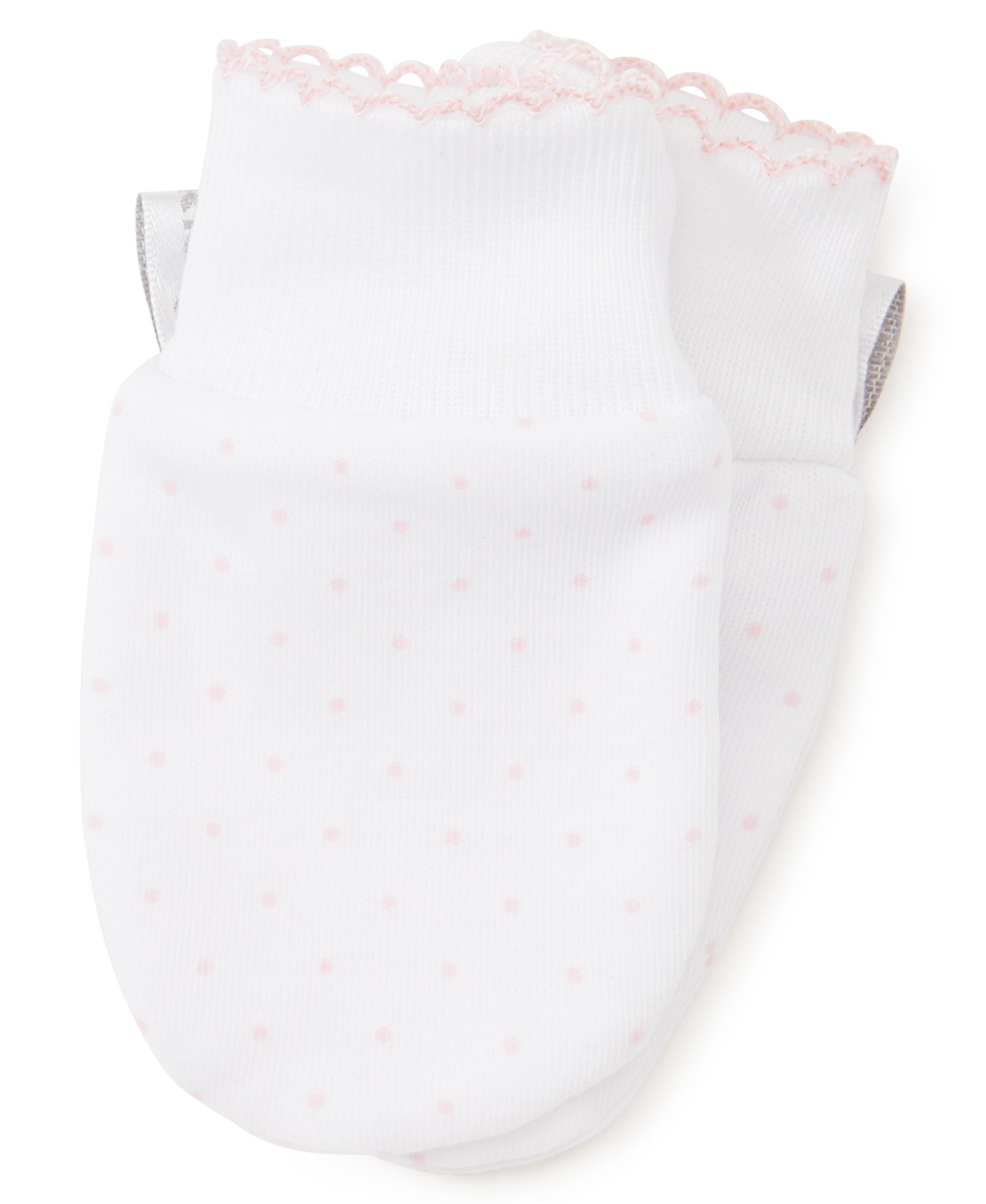 White/Pink New Kissy Dots Print Mitts - Kissy Kissy