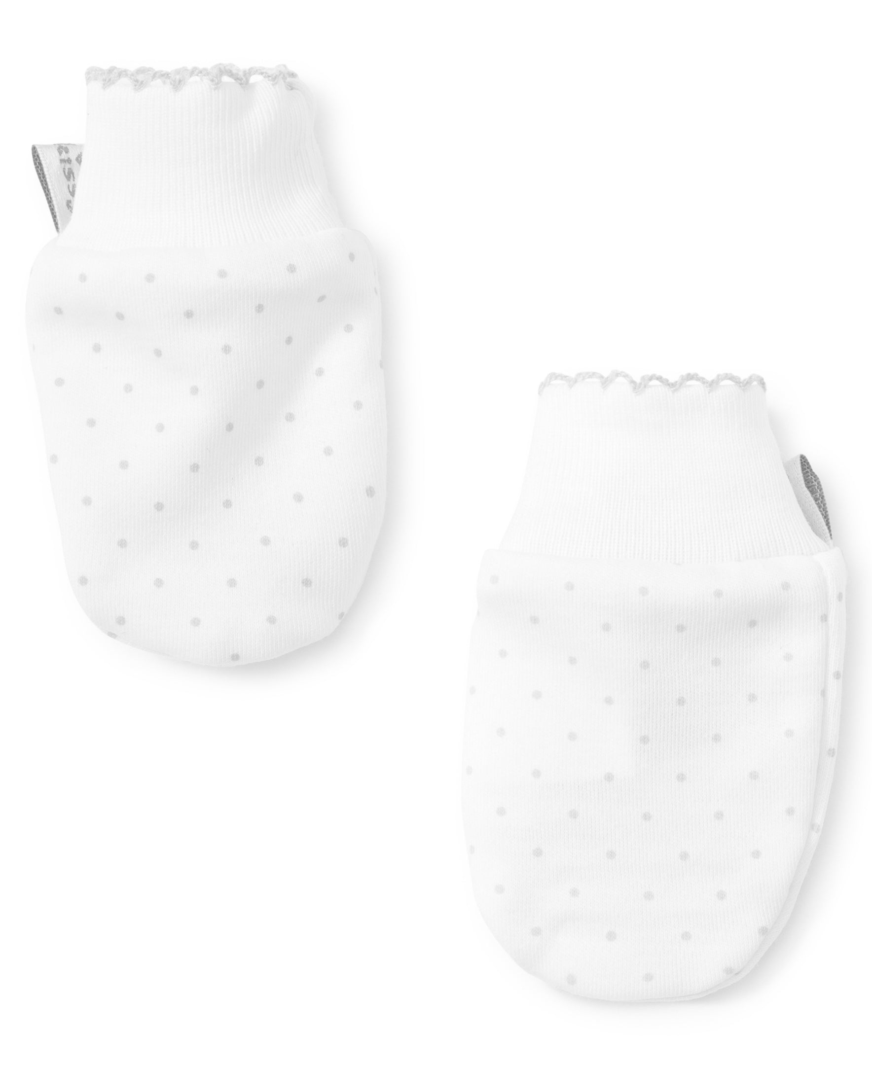 White/Silver New Kissy Dots Print Mitts - Kissy Kissy
