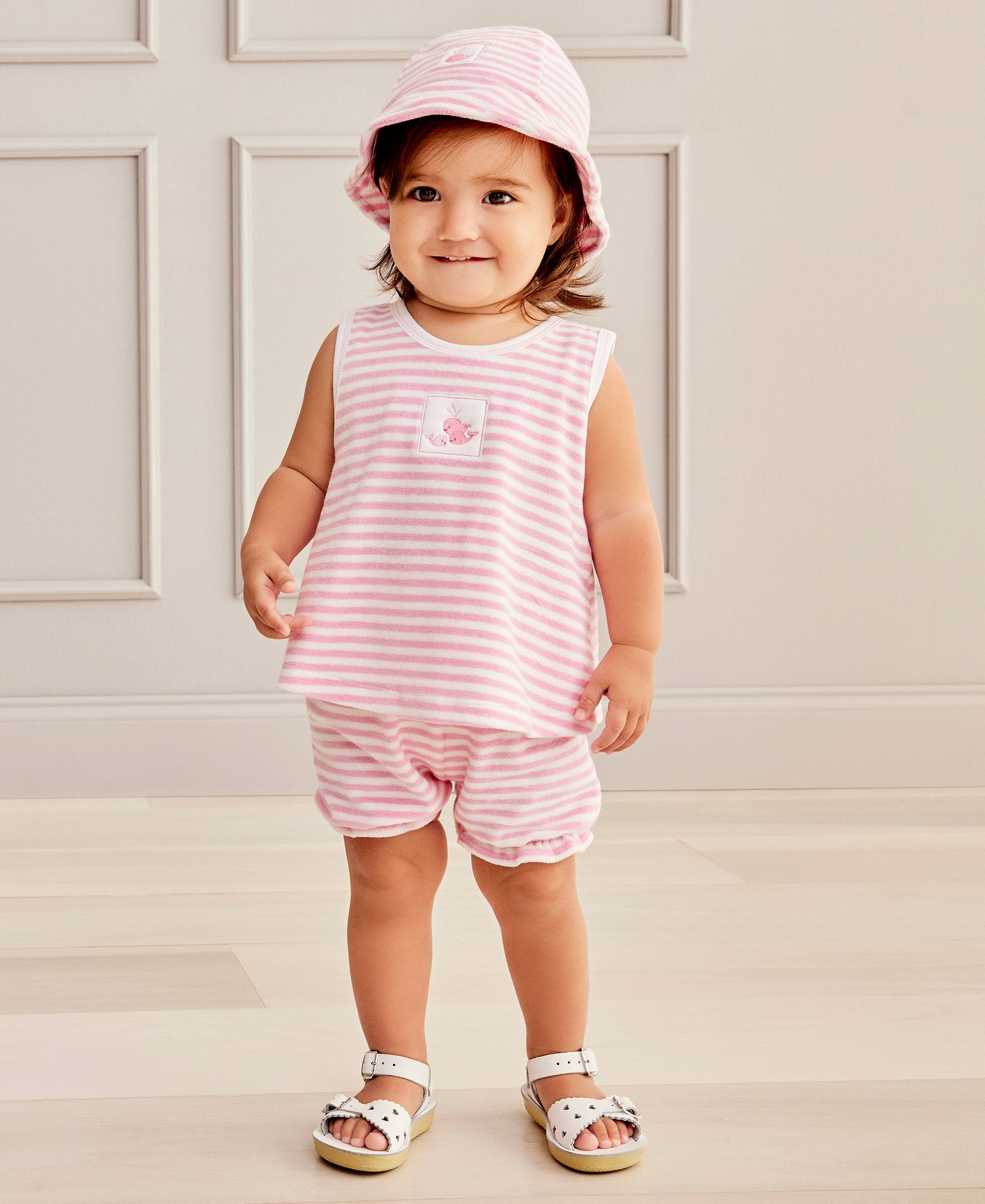Whale Wonder Pink Terry Sunsuit Set - Kissy Kissy