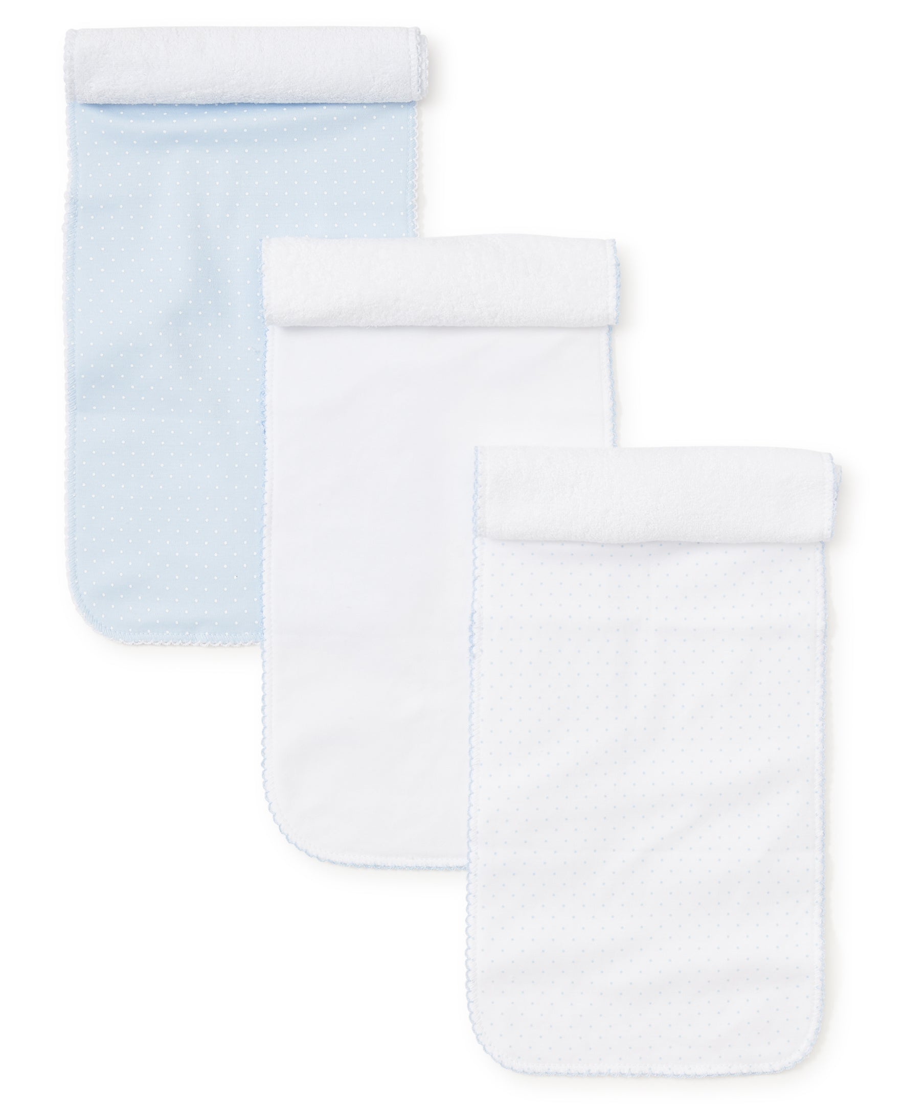 Blue Dot 3 Pack Burp Set w/ Tulle Bag - Kissy Kissy