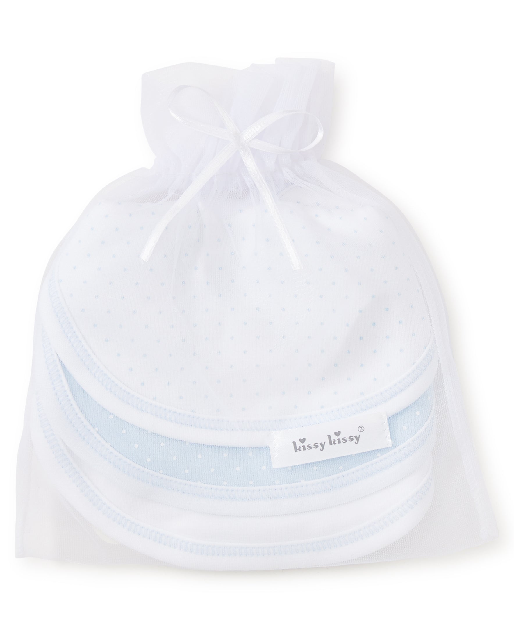 Blue Dot 3 Pack Bib Set w/ Tulle Bag - Kissy Kissy