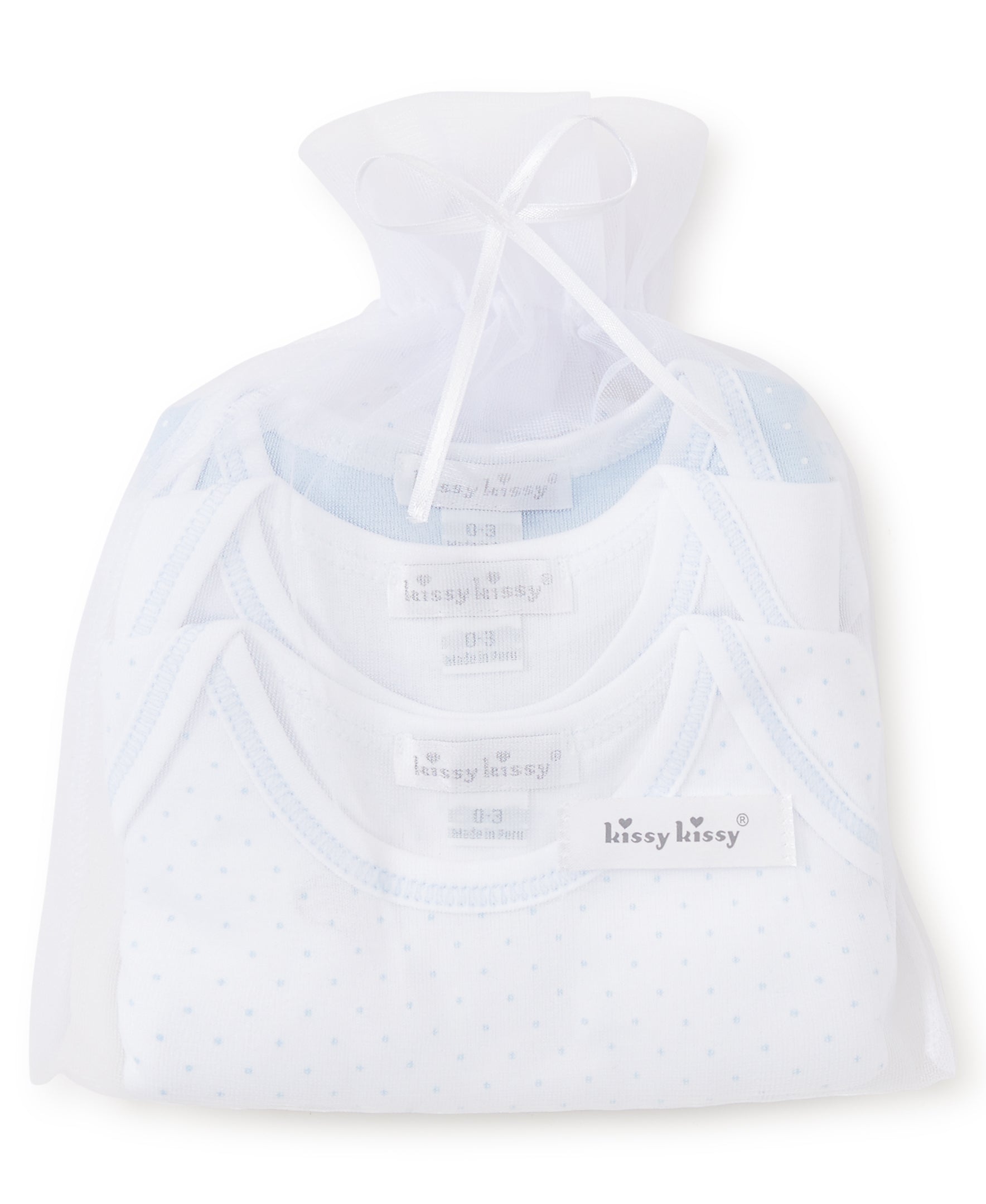 Blue Dot 3 Pack S/S Bodysuit Set w/ Tulle Bag - Kissy Kissy