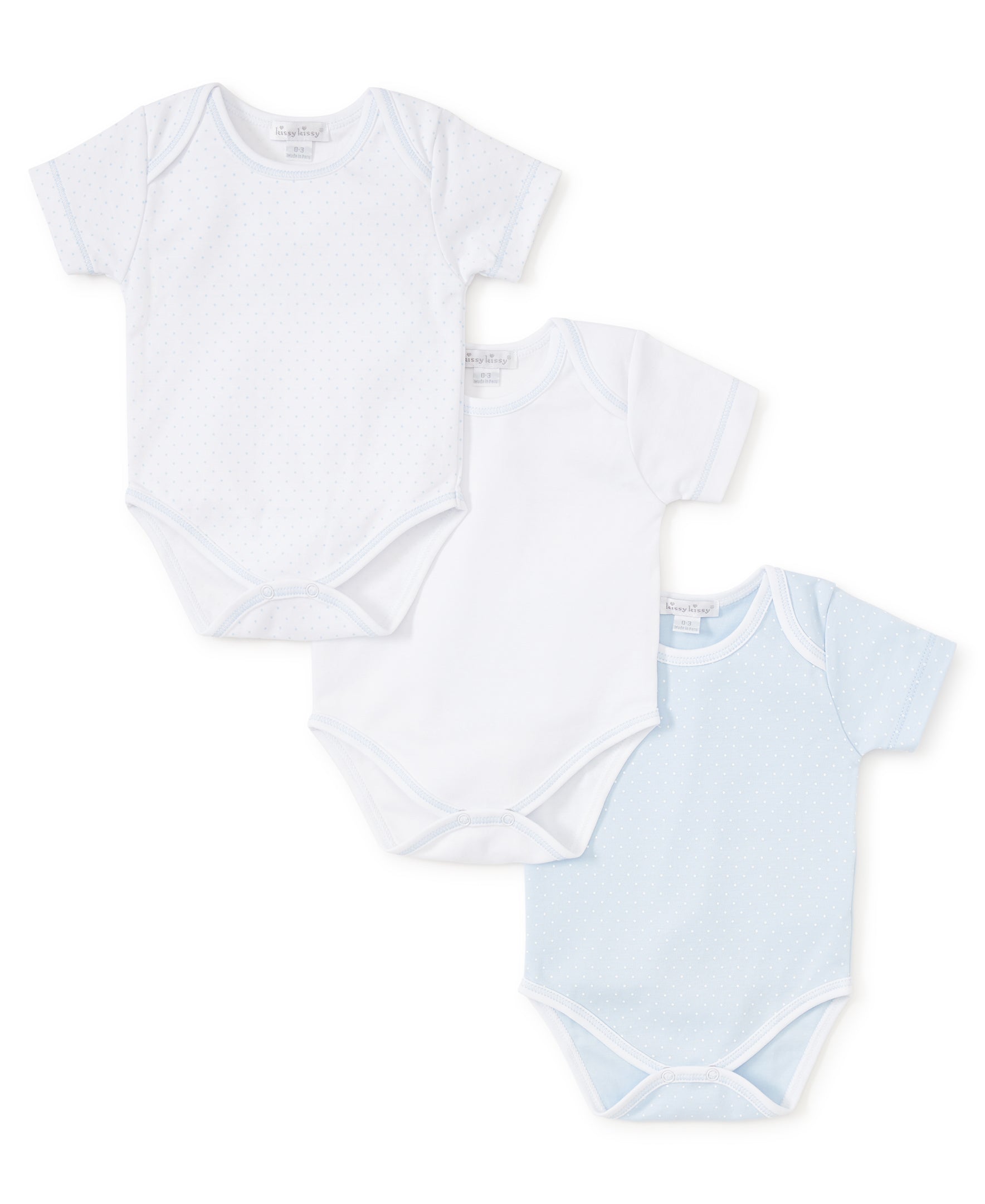 Blue Dot 3 Pack S/S Bodysuit Set w/ Tulle Bag - Kissy Kissy