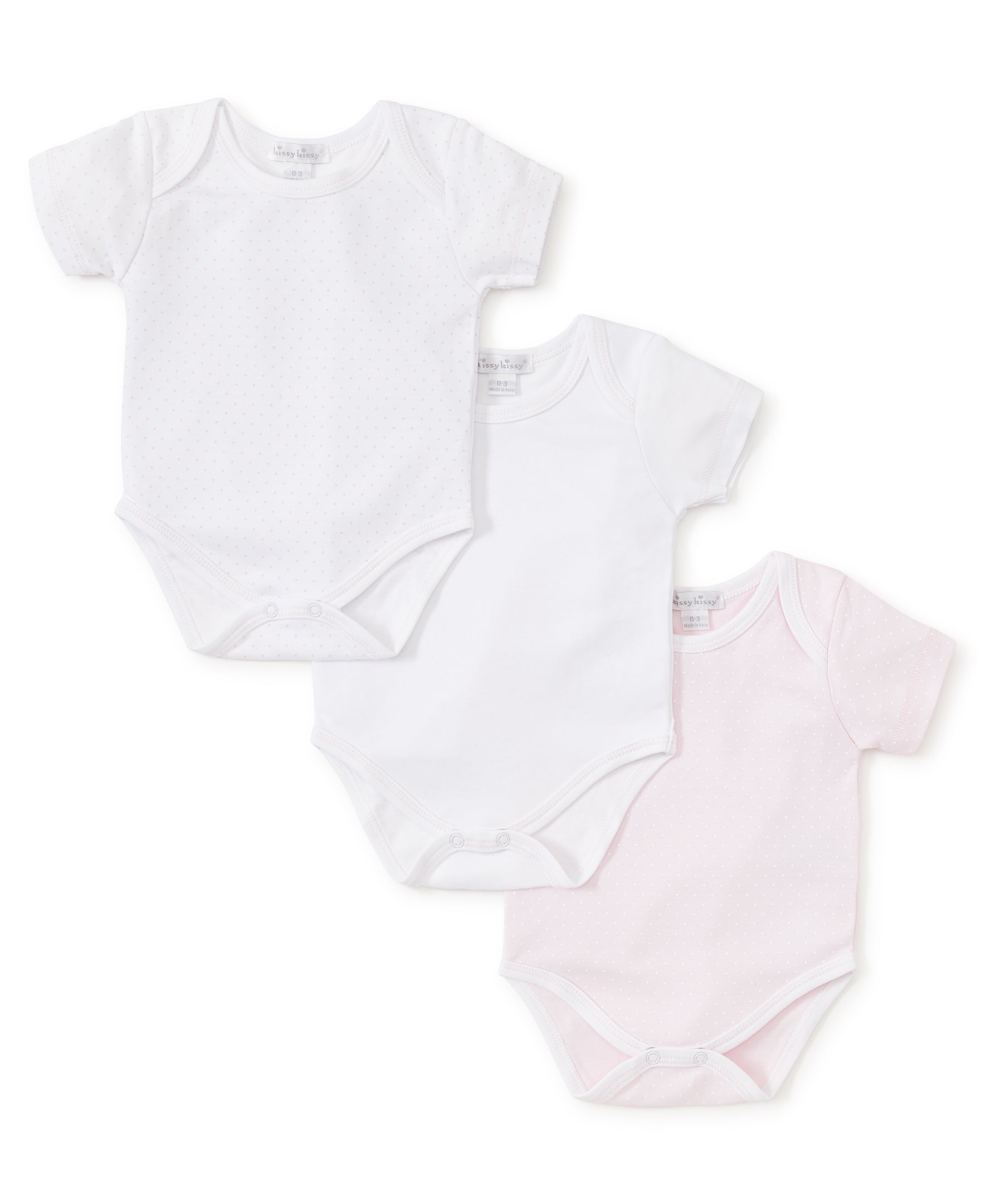 Pink Dot 3 Pack S/S Bodysuit Set w/ Tulle Bag - Kissy Kissy
