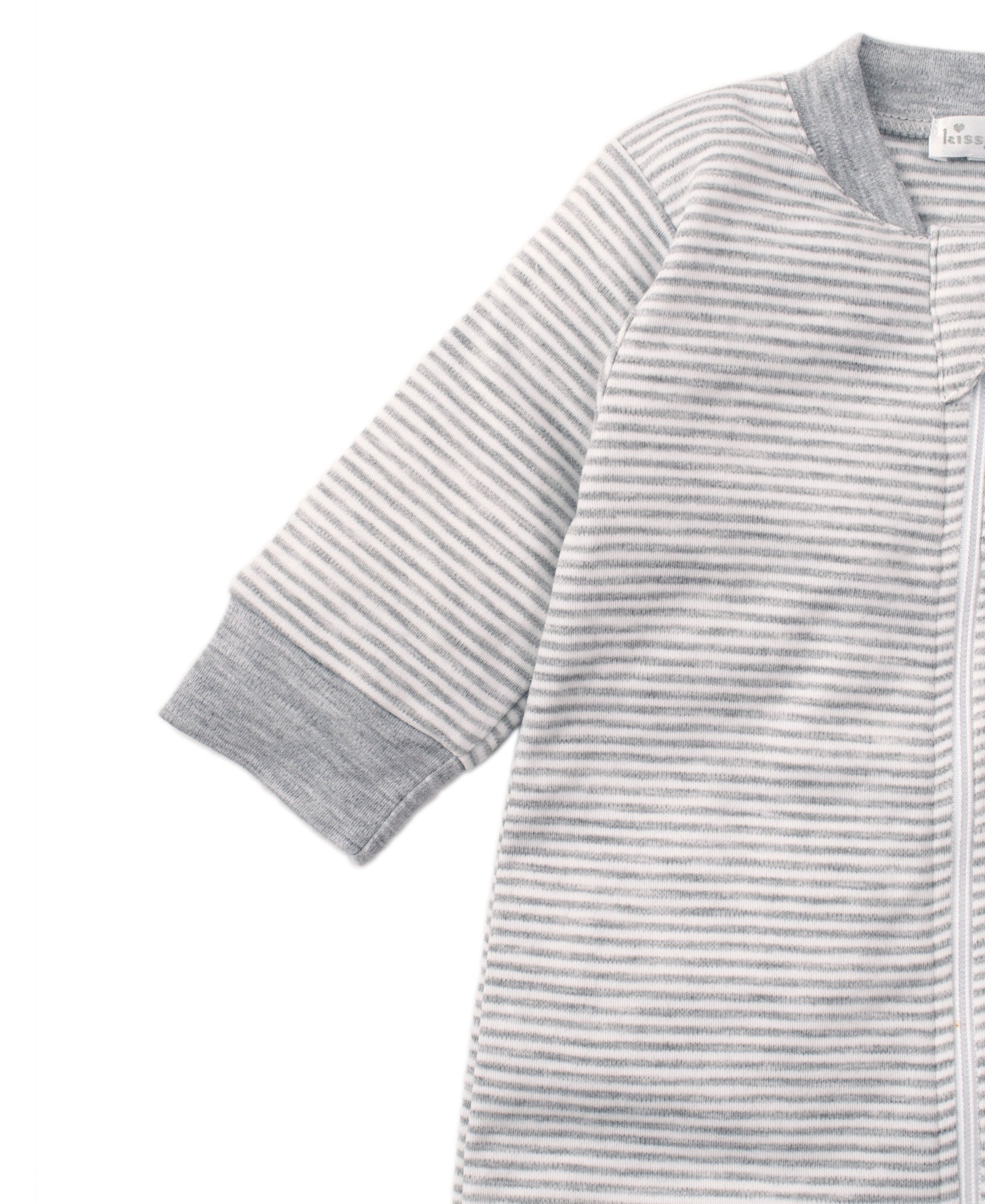 Gray Kissy Essentials Stripe Zip Footie - Kissy Kissy
