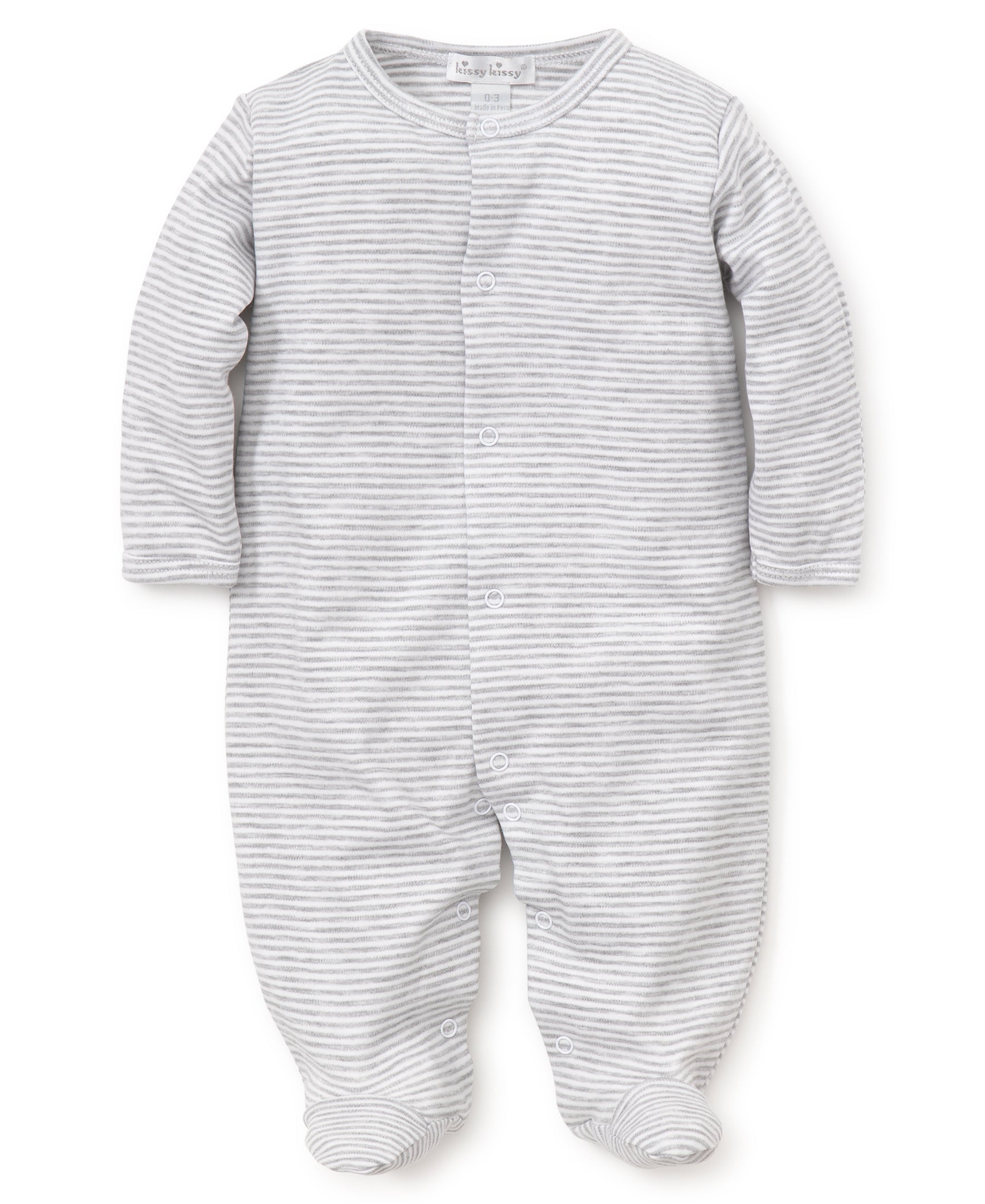 Gray Kissy Essentials Stripe Footie - Kissy Kissy