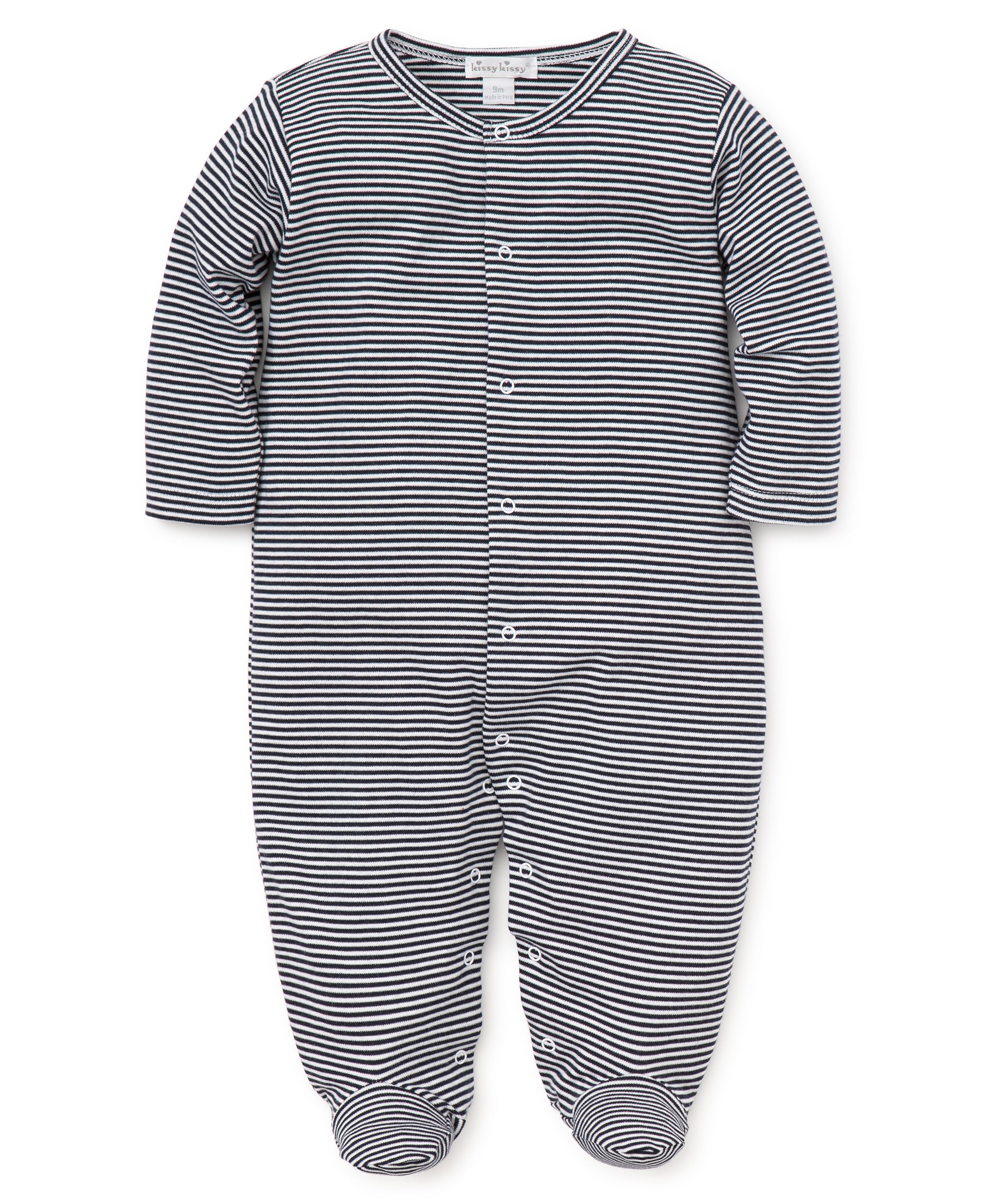 Navy Kissy Essentials Stripe Footie - Kissy Kissy