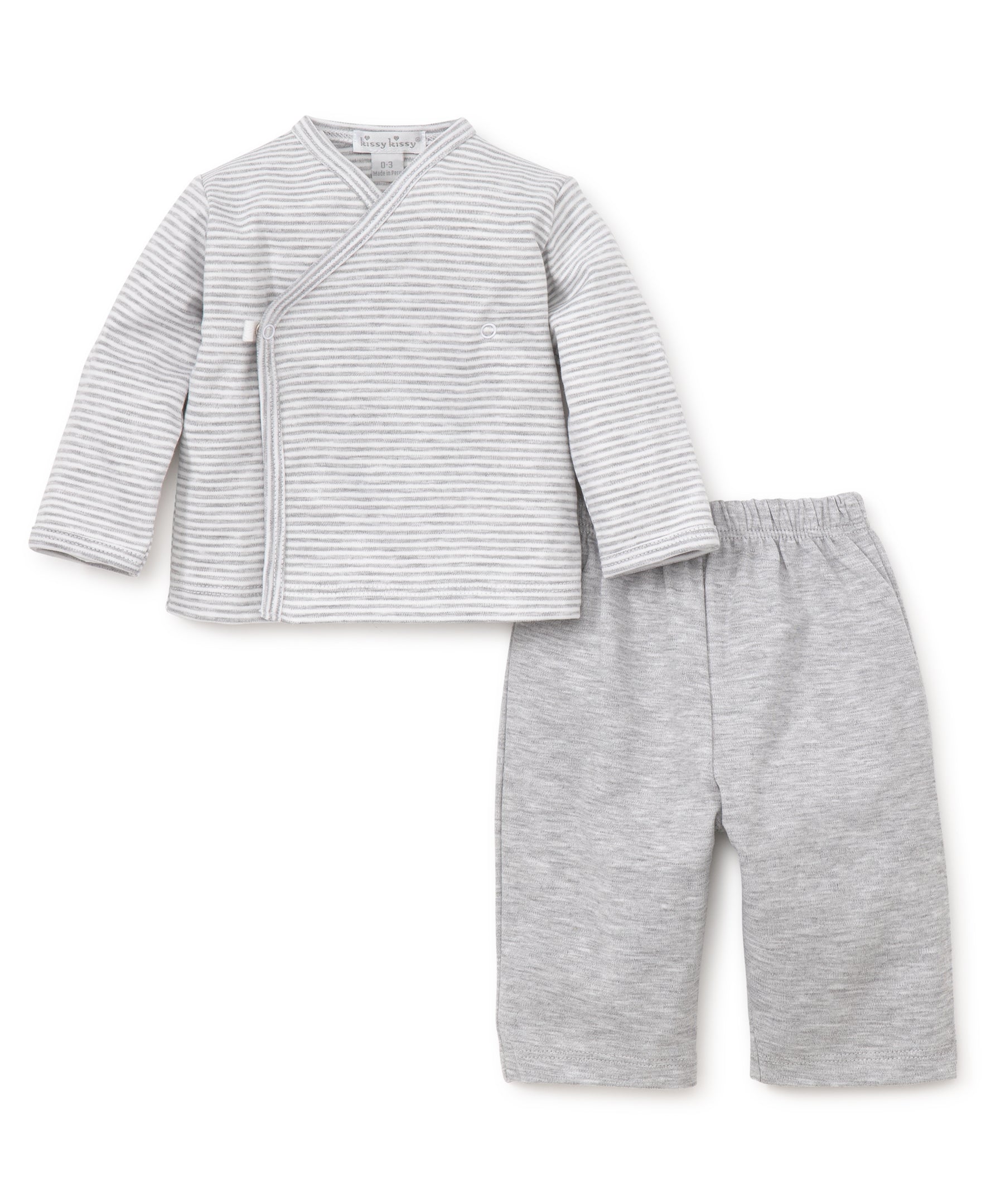 Gray Kissy Essentials Pant Set w/L/S Cross Tee - Kissy Kissy