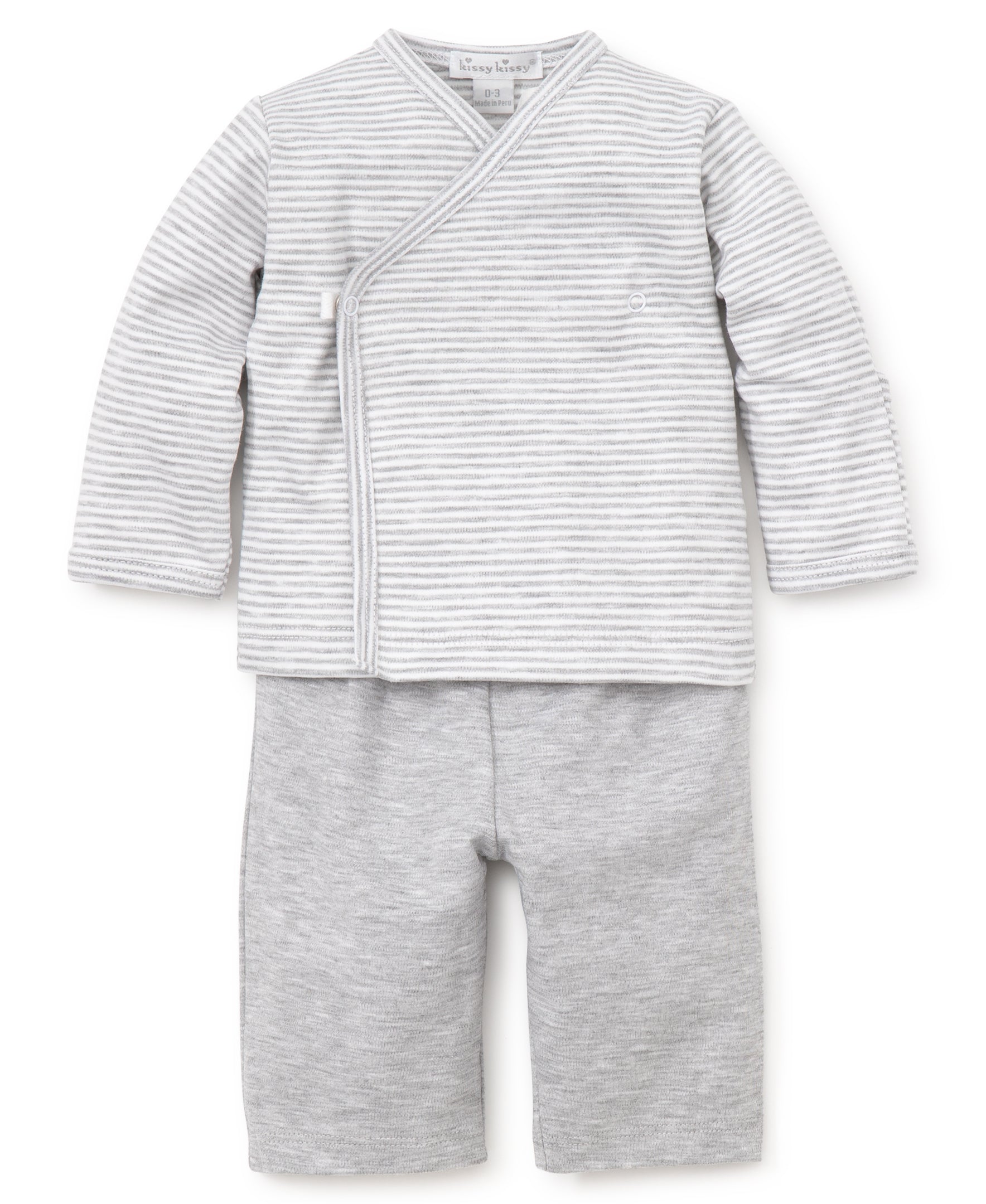 Gray Kissy Essentials Pant Set w/L/S Cross Tee - Kissy Kissy