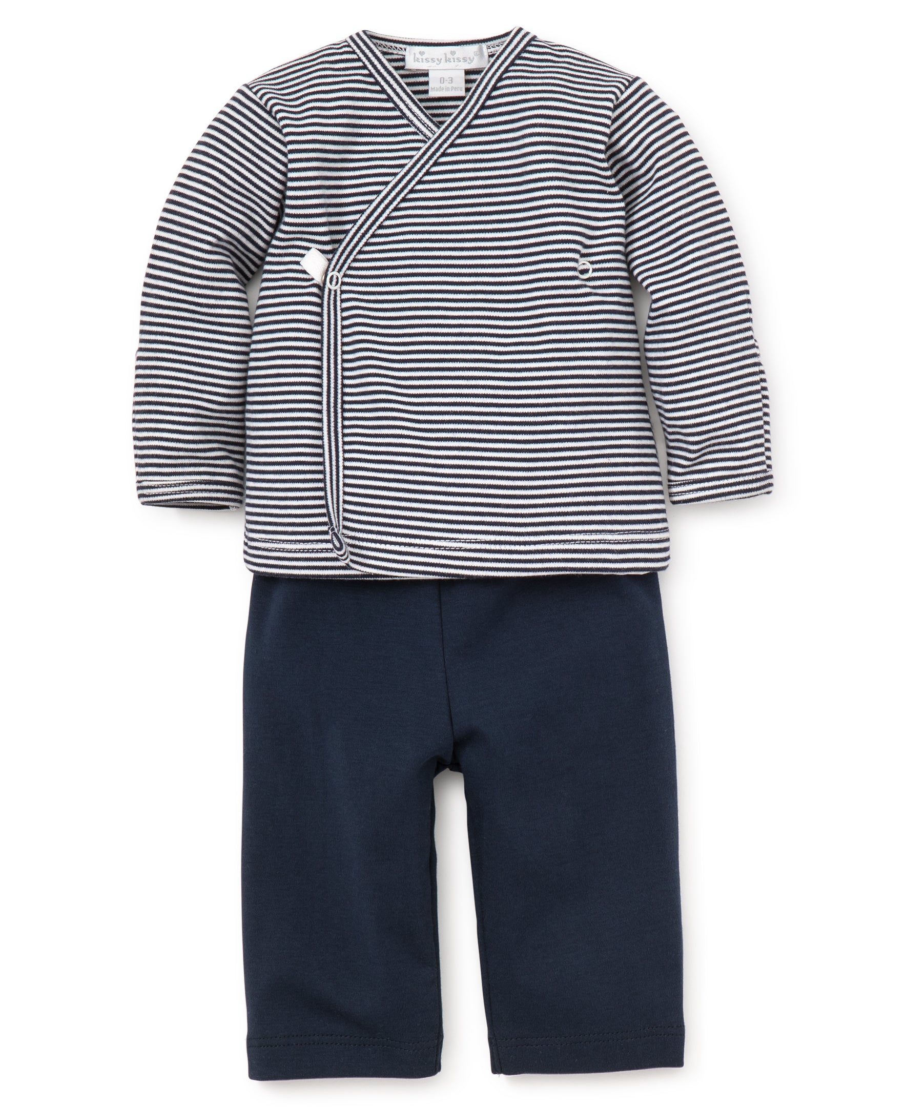Navy Kissy Essentials Pant Set w/L/S Cross Tee - Kissy Kissy