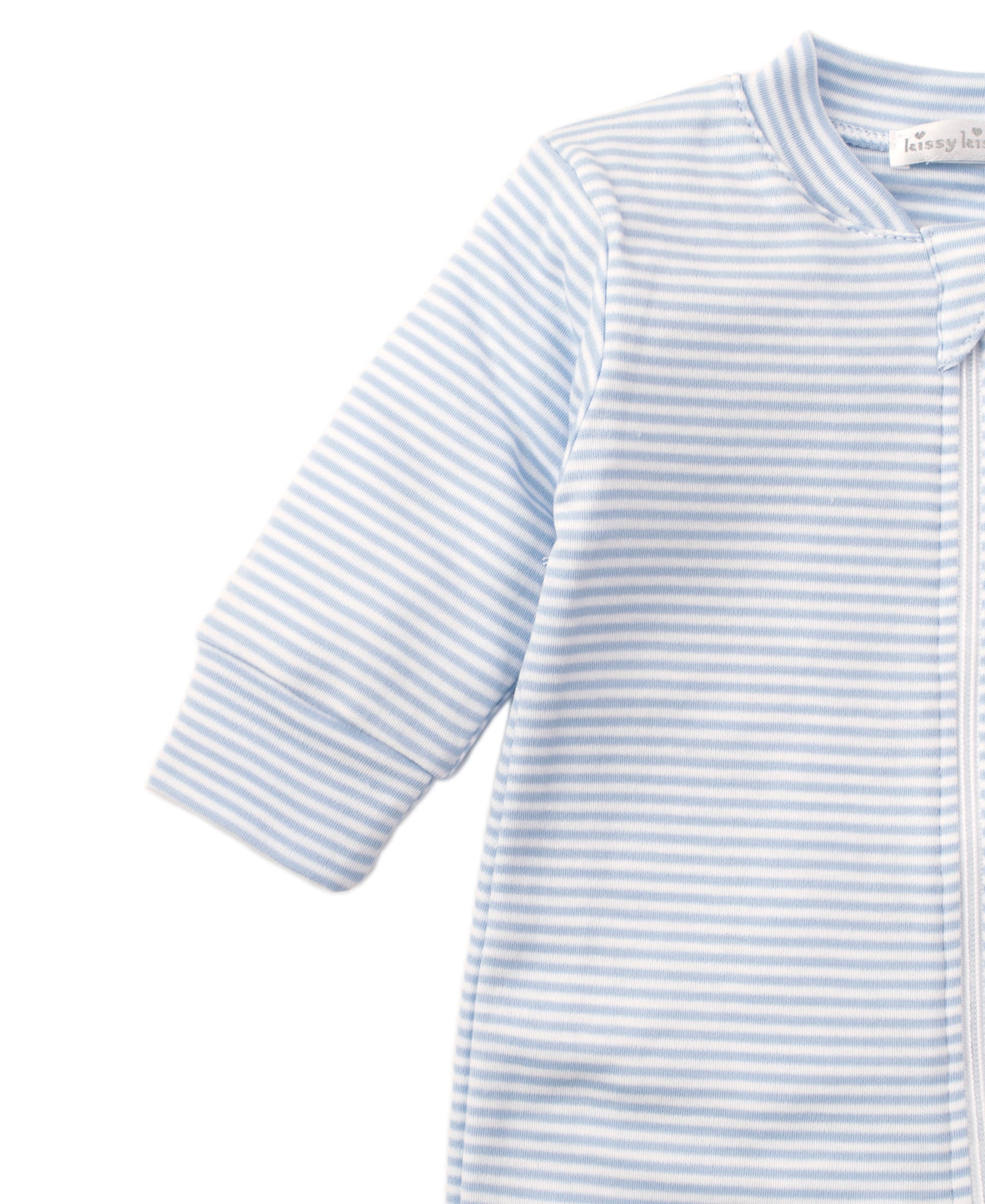 Simple Stripes Blue Pajama Zip Footie - Kissy Kissy