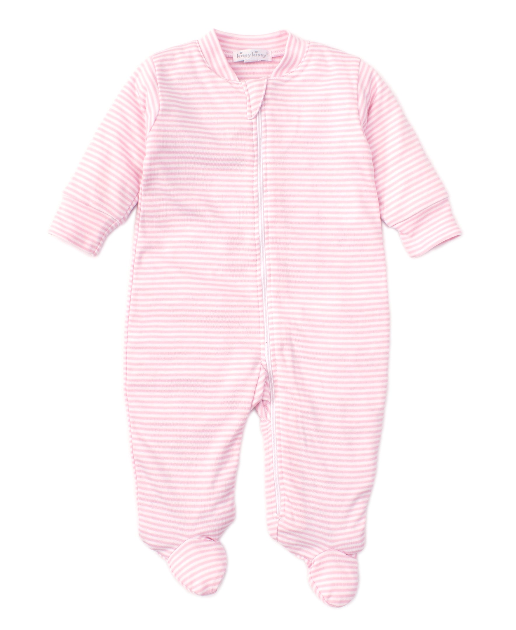 Simple Stripes Pink Zip Footie - Kissy Kissy