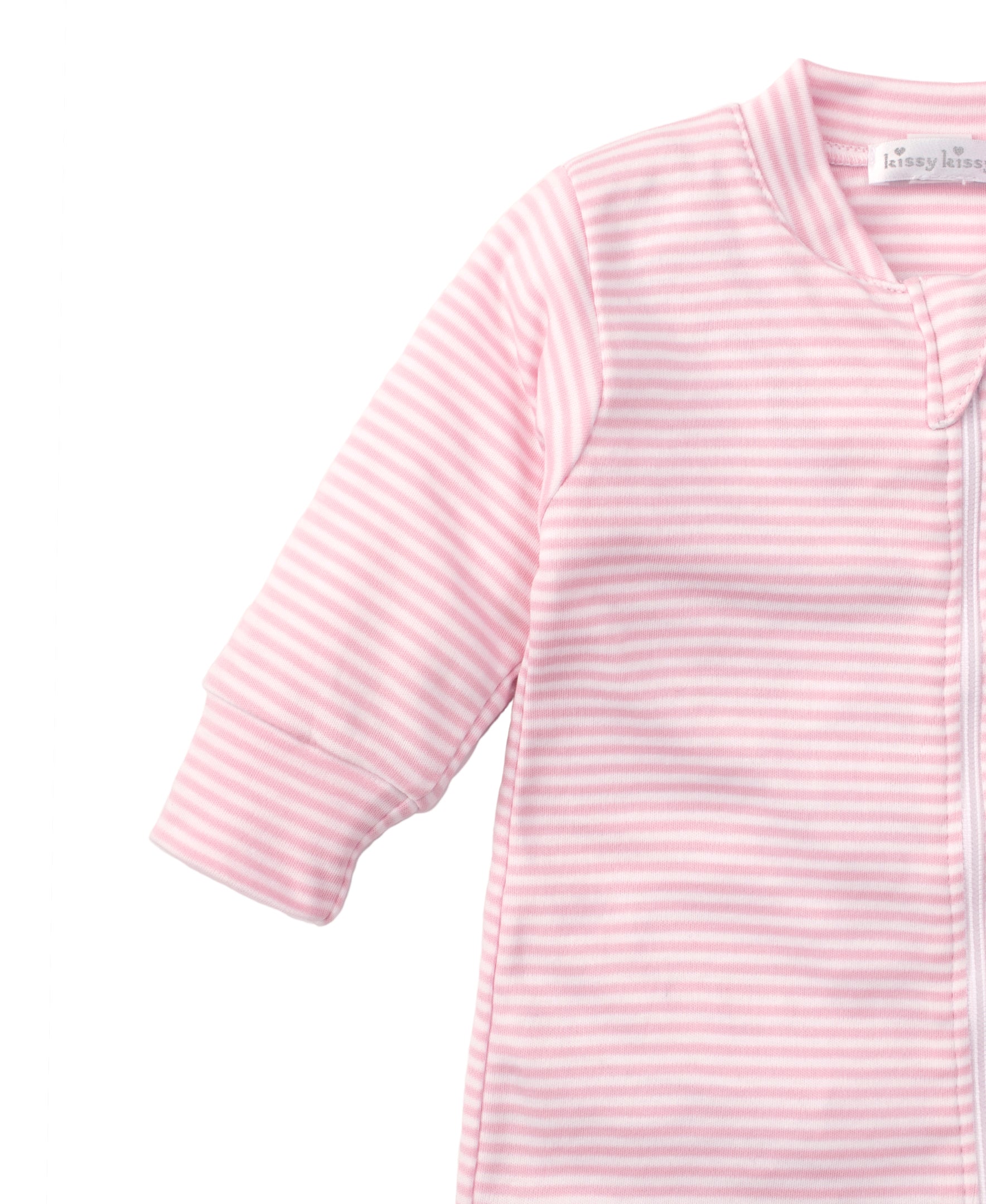Simple Stripes Pink Zip Footie - Kissy Kissy