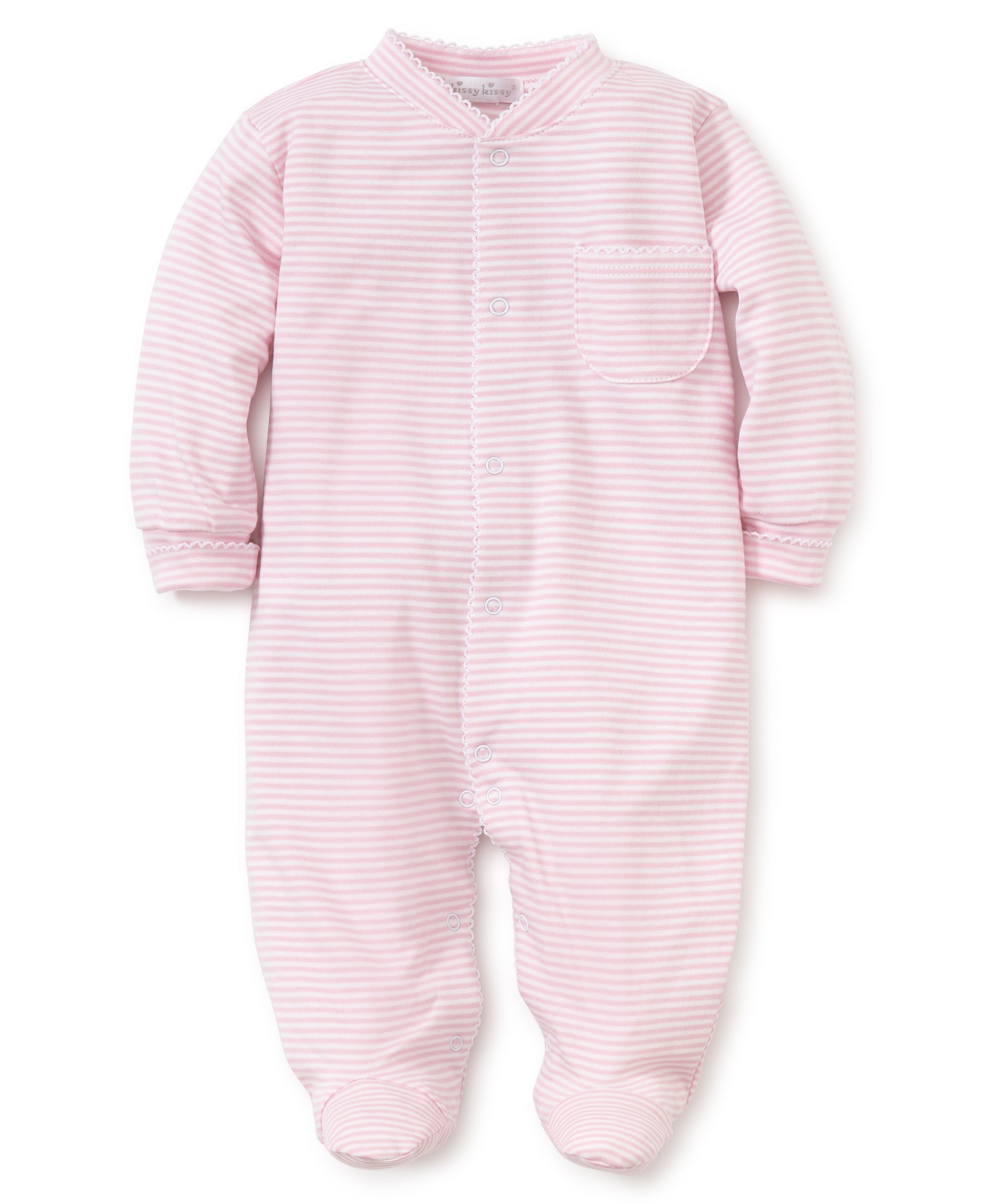 Simple Stripes Pink Footie - Kissy Kissy