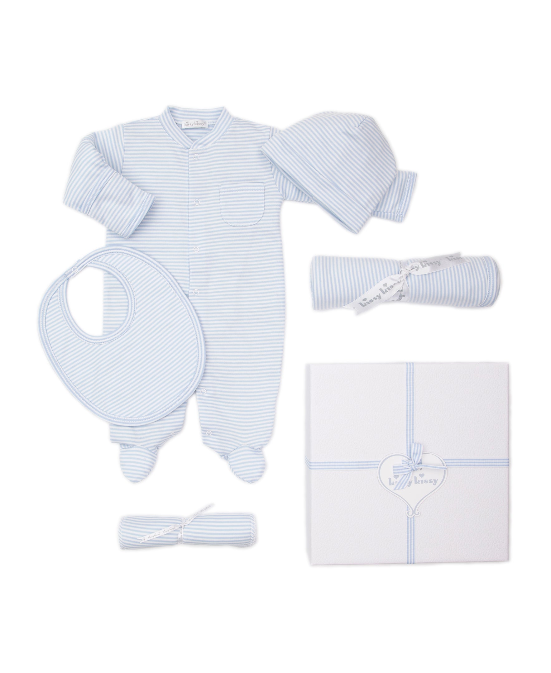 Simple Stripes Blue 5PC Gift Set w/ Gift B - Kissy Kissy