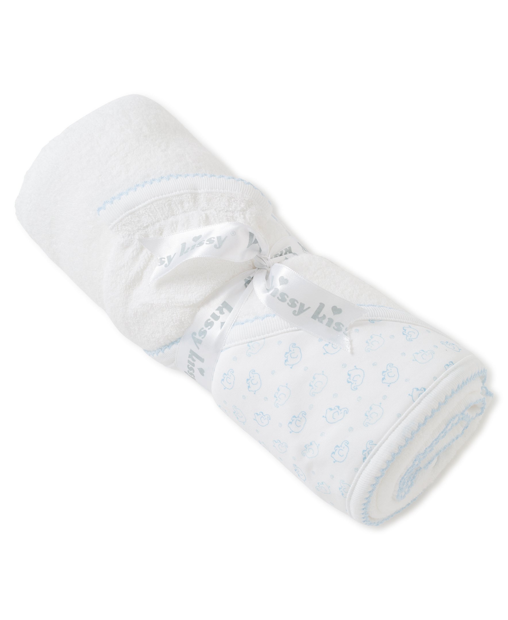 Blue Ele-Fun Towel w/ Mitt - Kissy Kissy