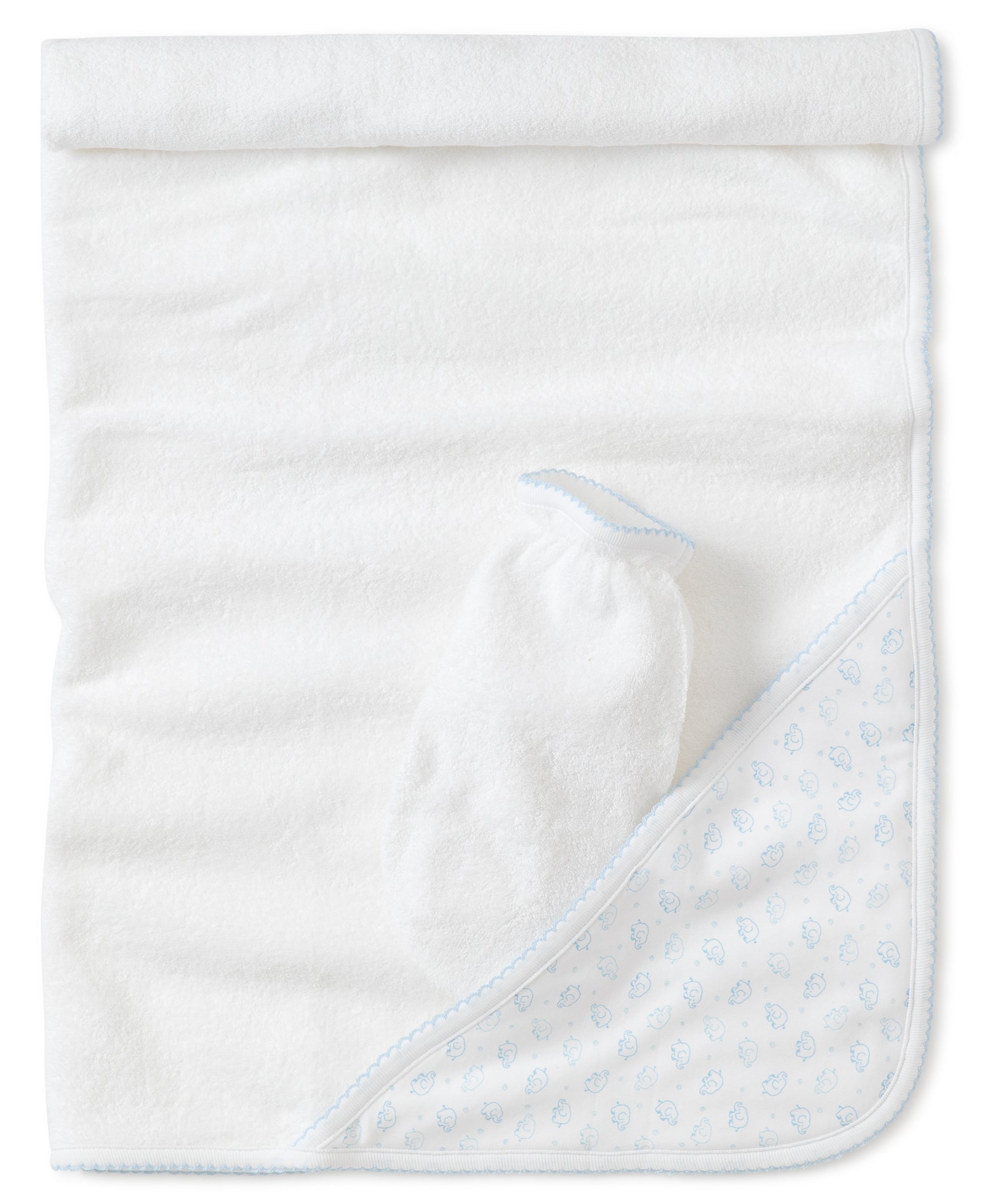 Blue Ele-Fun Towel w/ Mitt - Kissy Kissy