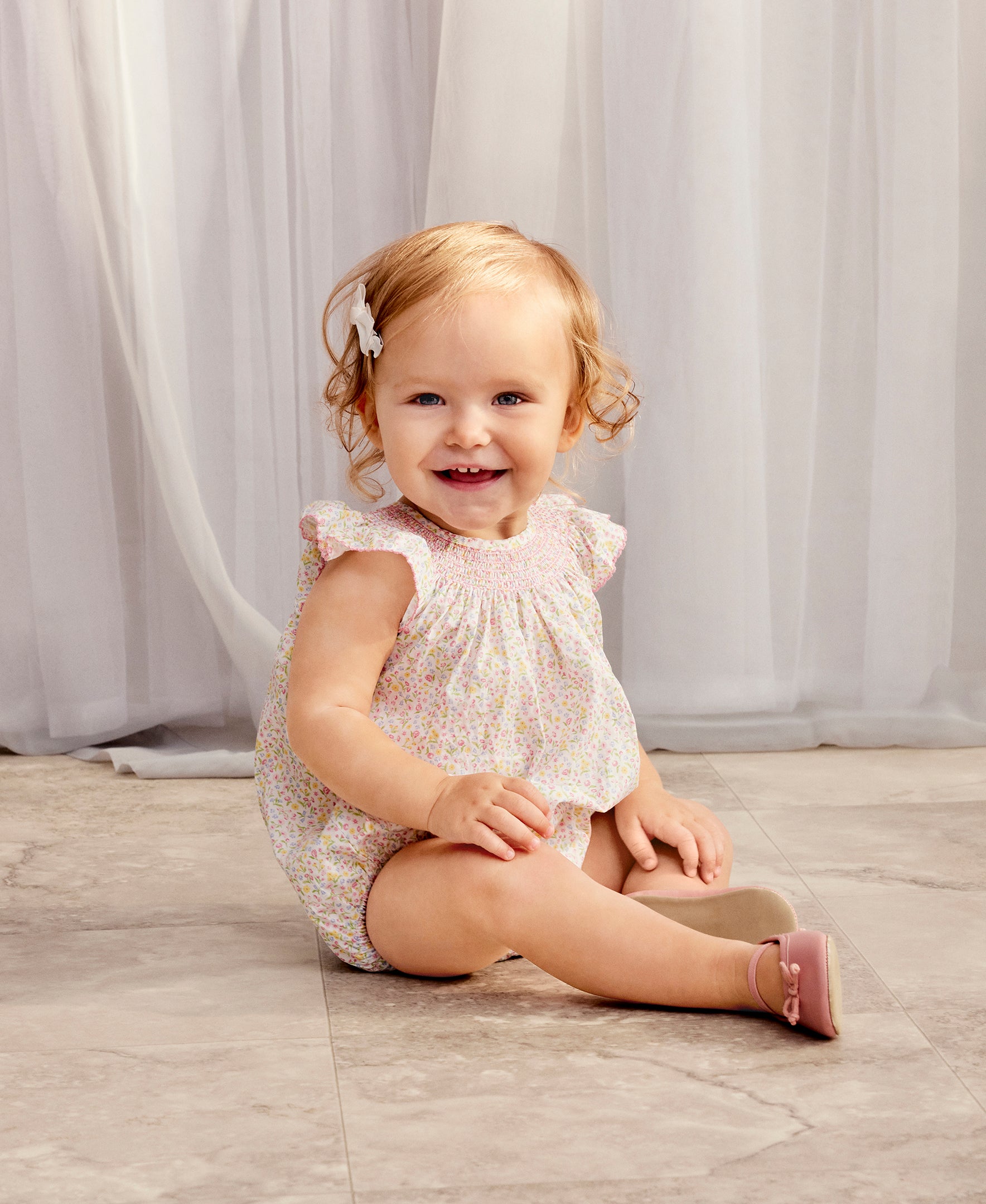 Garden Trellis Floral Smocked Woven Bubble - Kissy Kissy