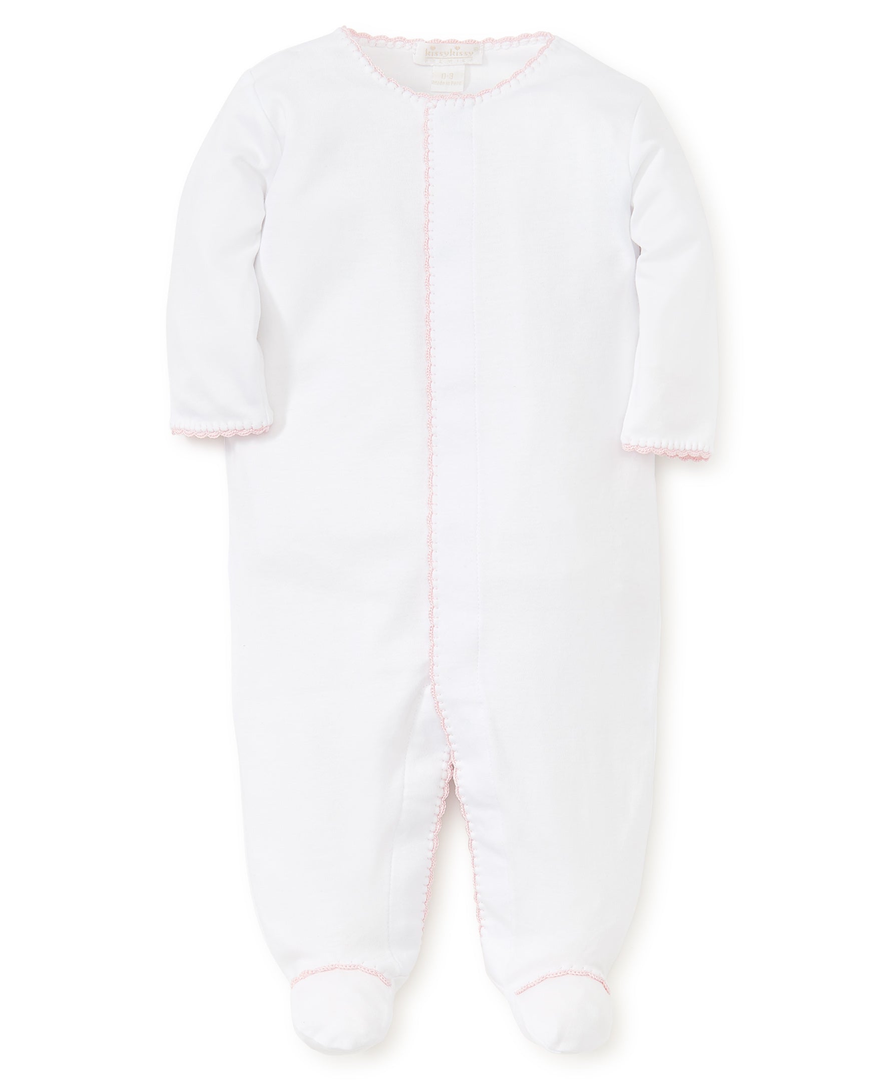 White/Pink New Premier Basics Footie - Kissy Kissy