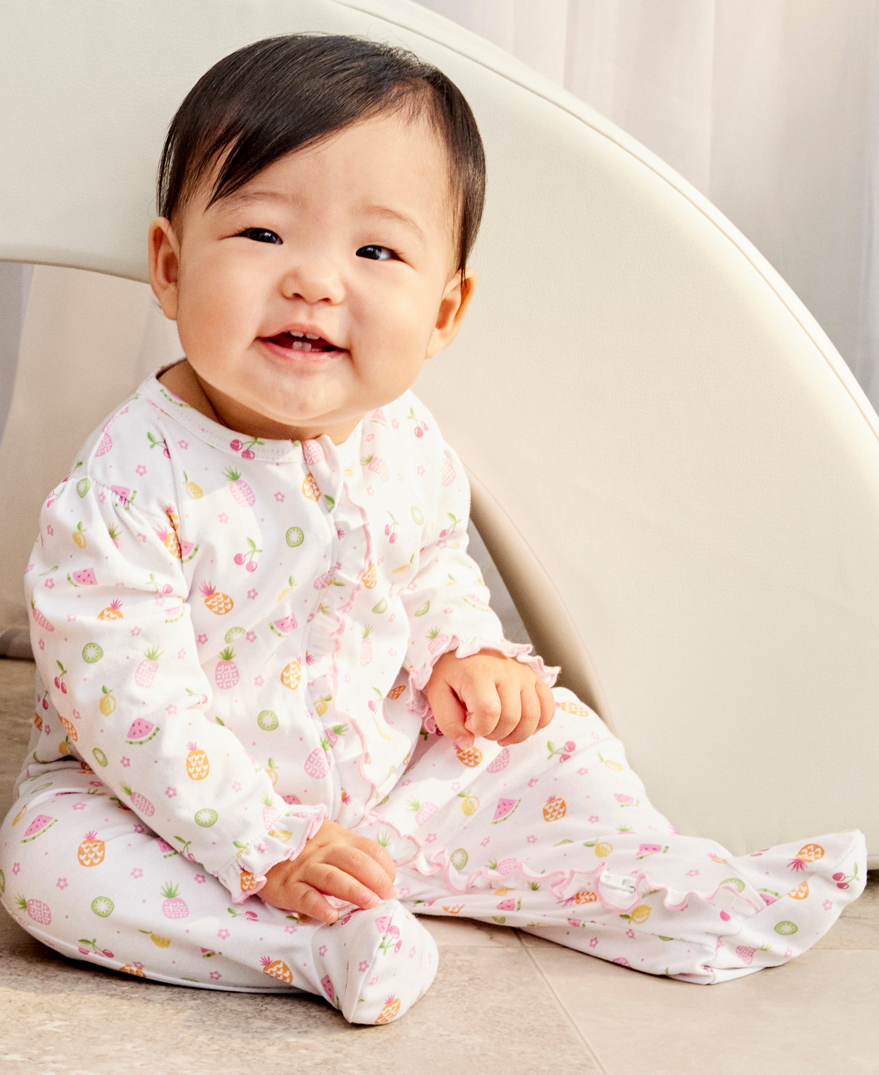 Fruit Fiesta White Zip Footie - Kissy Kissy