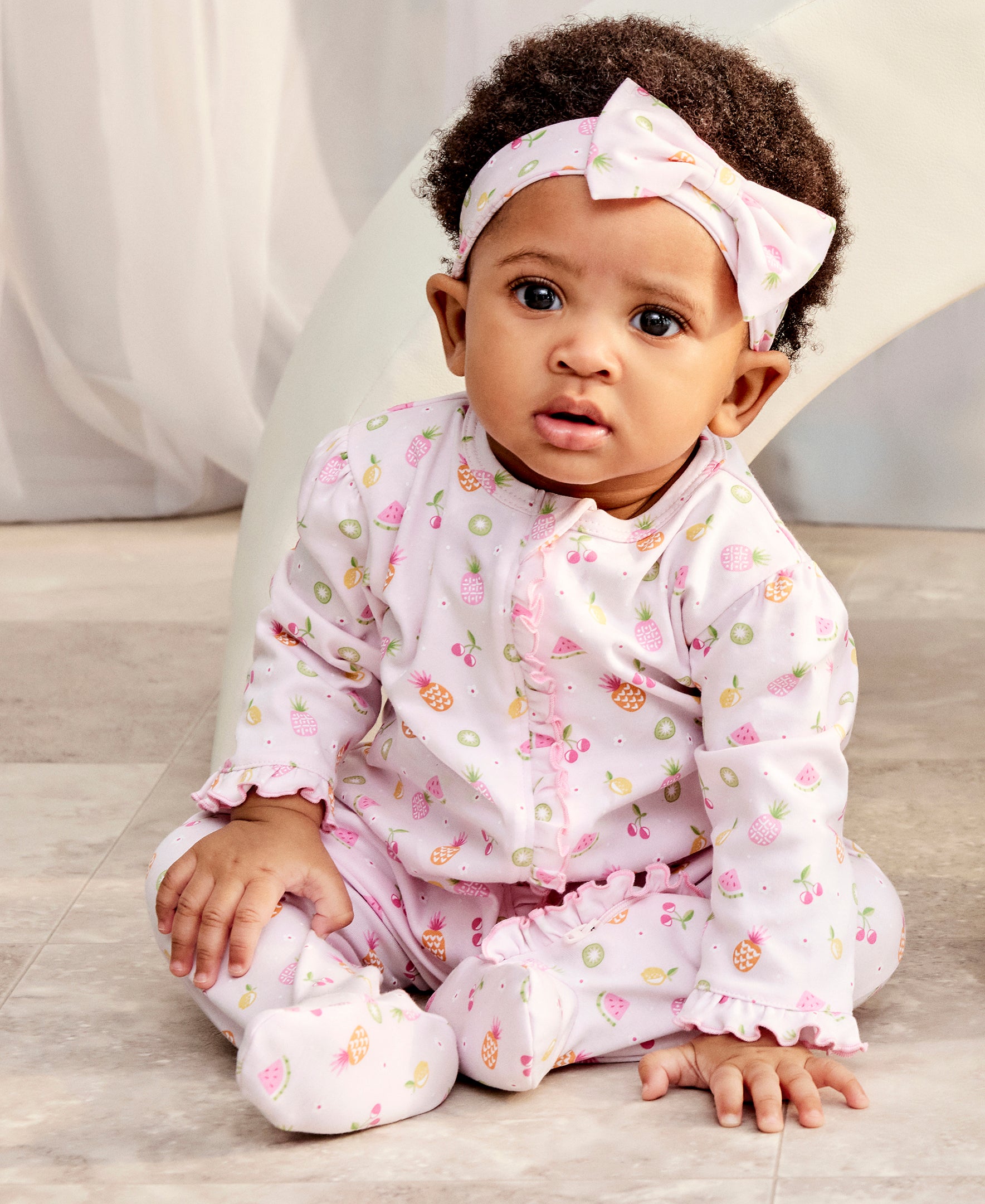 Fruit Fiesta Pink Zip Footie - Kissy Kissy