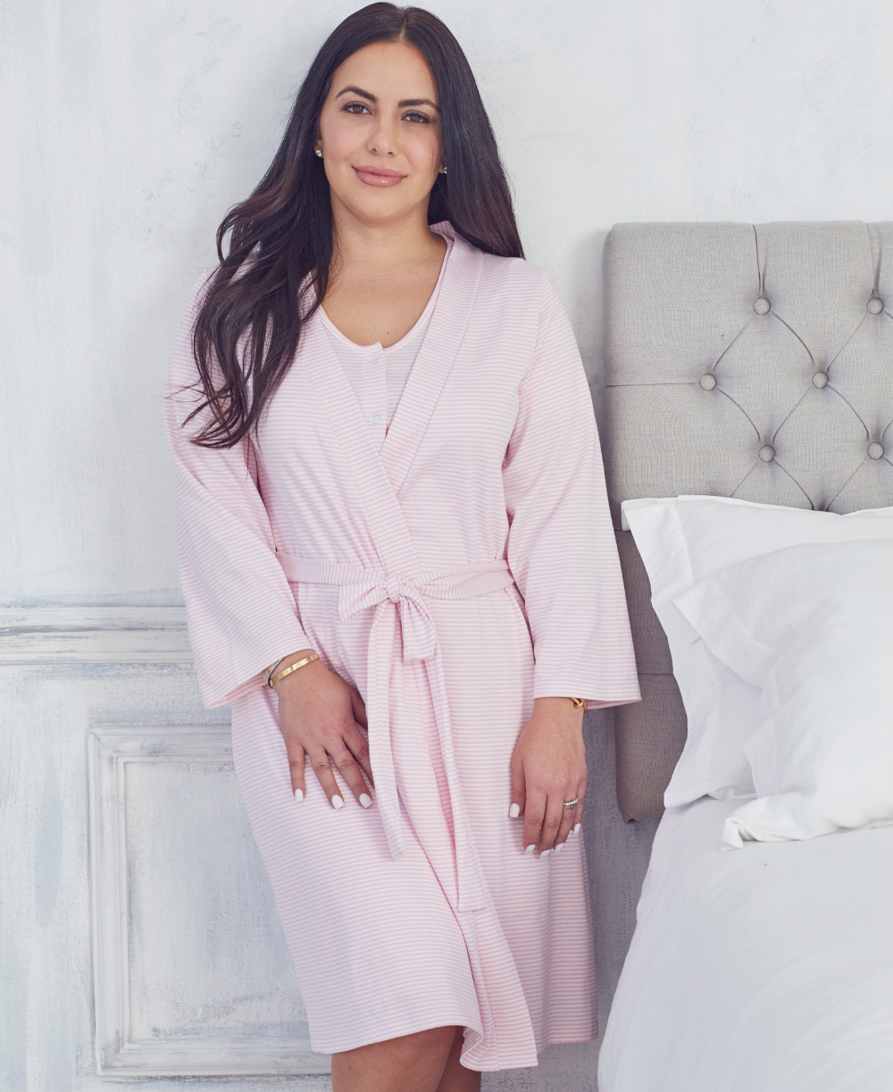 Simple Stripes Pink Adult Robe