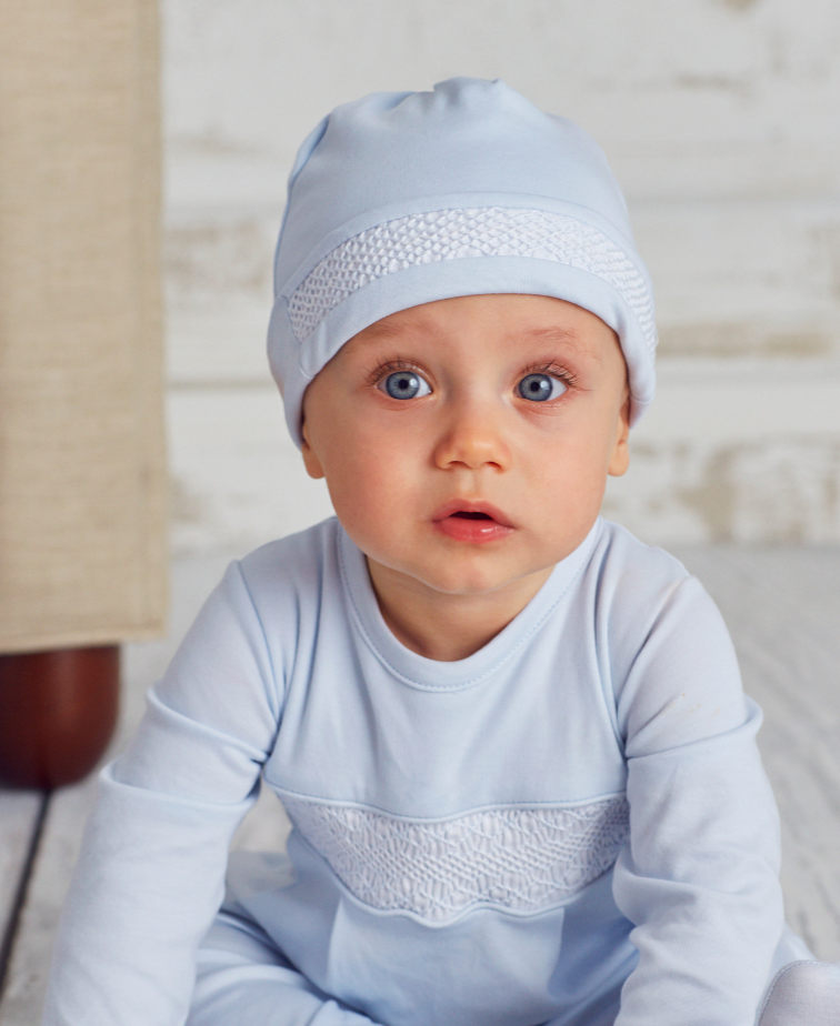 Hand Smocked CLB Charmed Blue Hat - Kissy Kissy