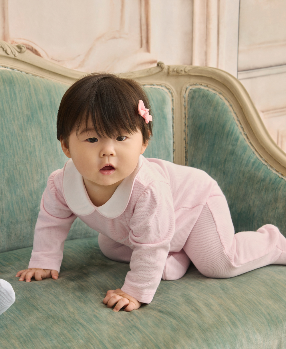 CLB Punto Ingles Pink Hand Smocked Footie - Kissy Kissy