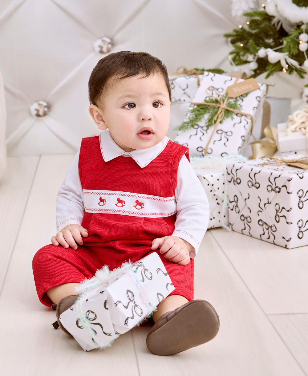Classic Treasures Holiday 25 Rocking Horse Overall Set - Kissy Kissy