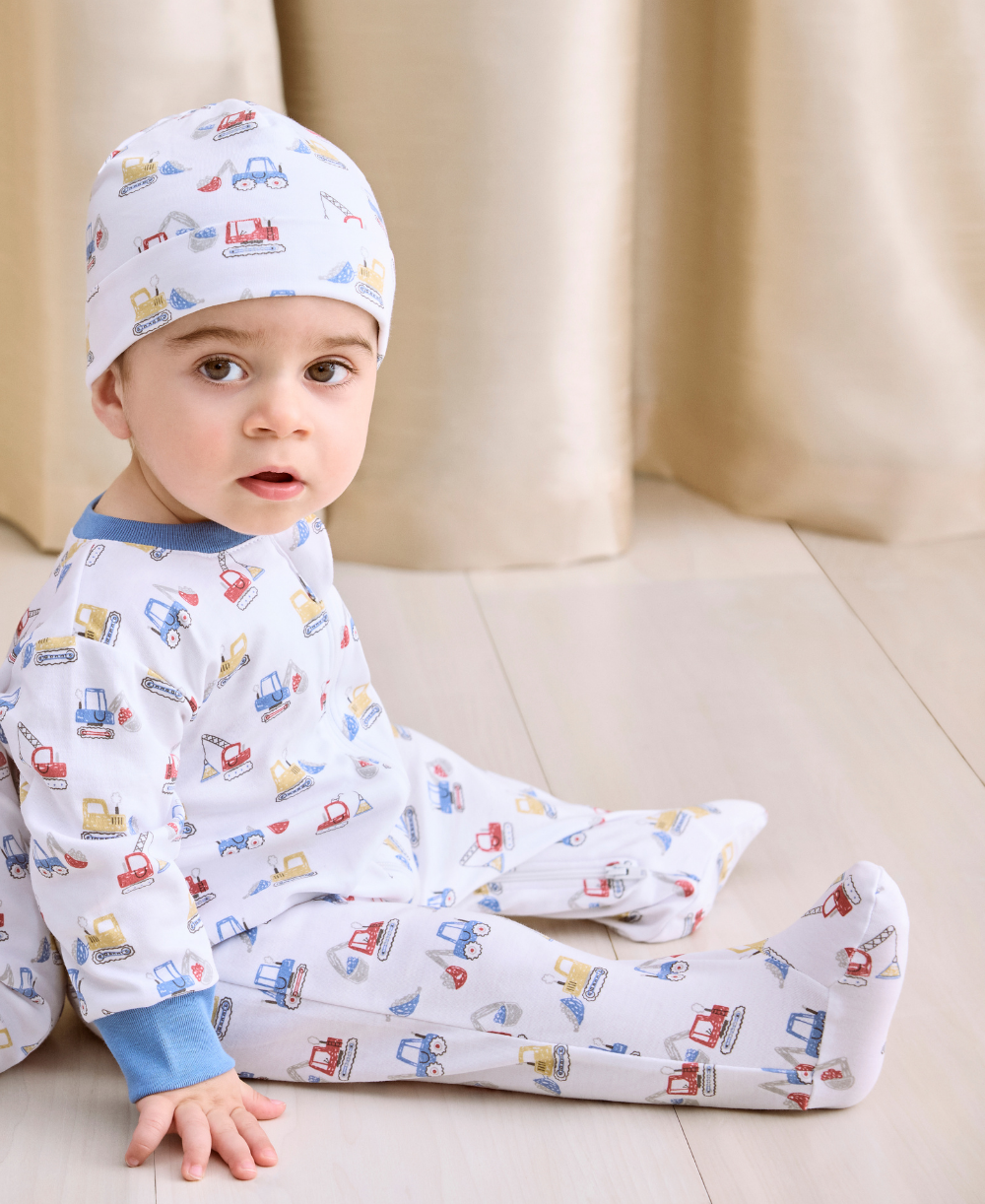 Construction Diggers Zip Footie - Kissy Kissy