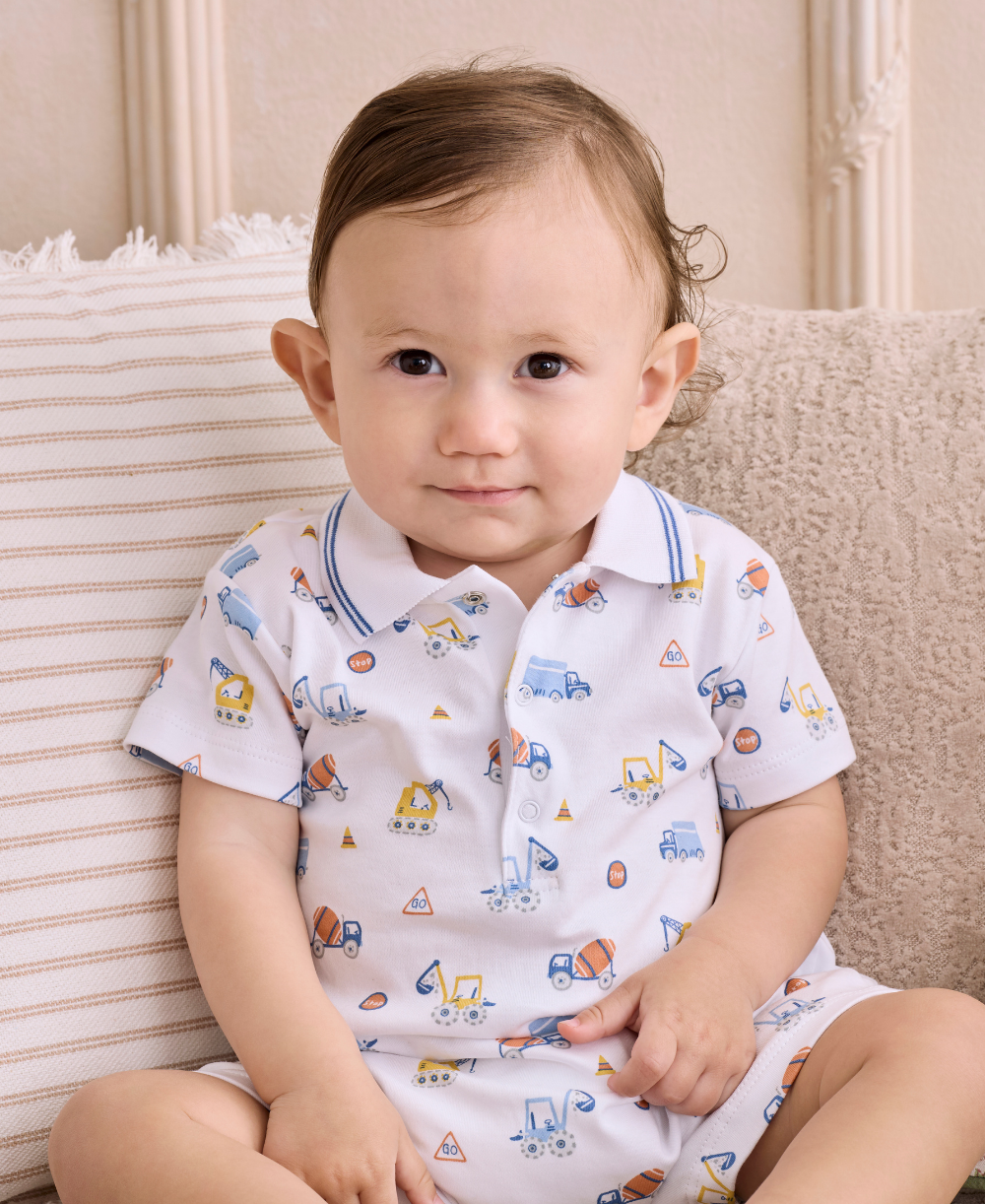 Construction Roadwork Short Playsuit w/ Collar - Kissy Kissy